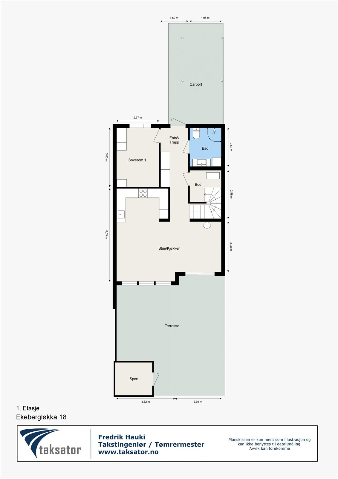 Effektiv planløsning i 1. etasje med åpen stue/kjøkkenløsning og utgang til terrasse. Galleribilde