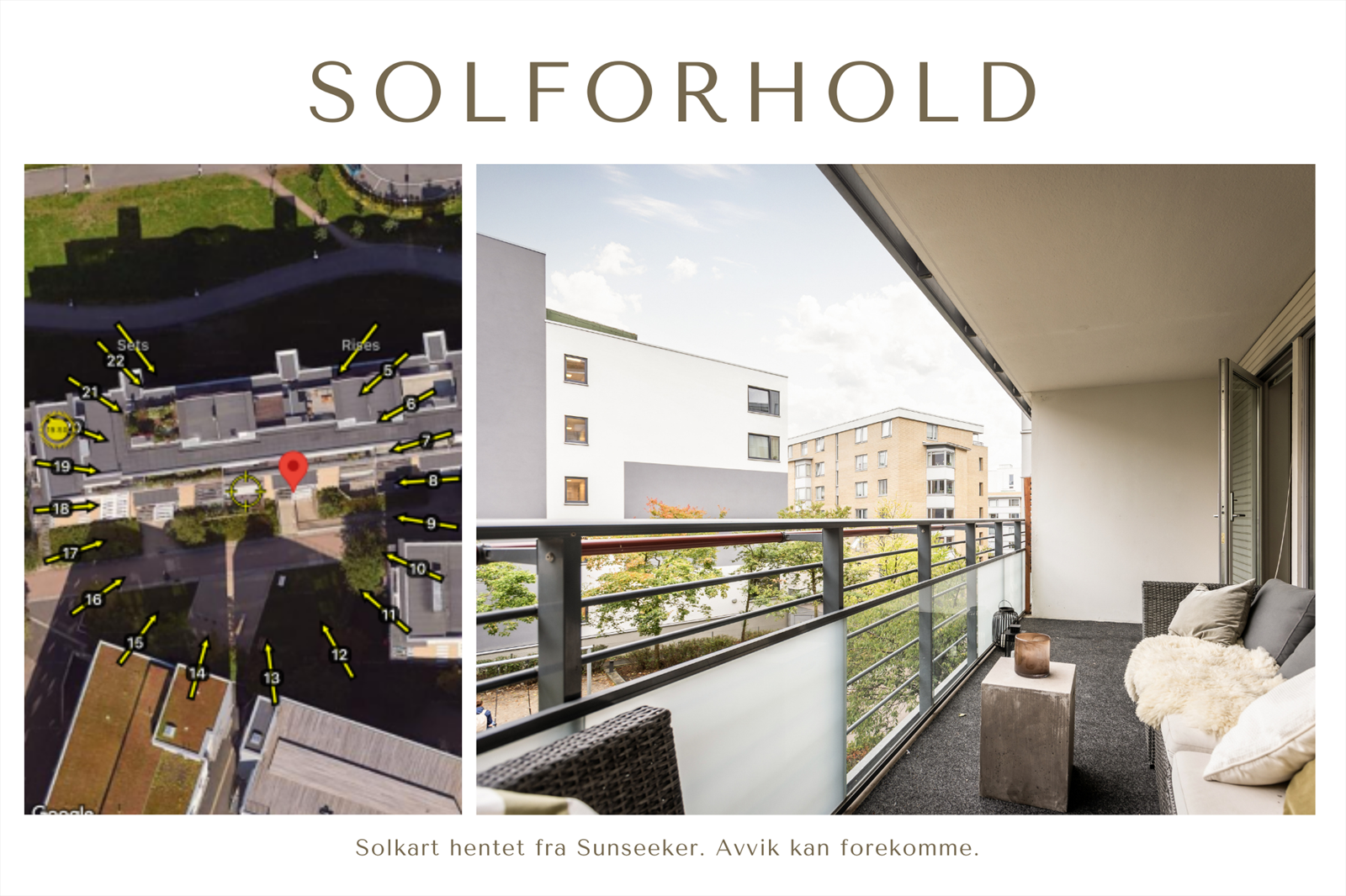 Balkongen vender mot sør/sør-øst. Og har gode solforhold på sommerstid. Galleribilde