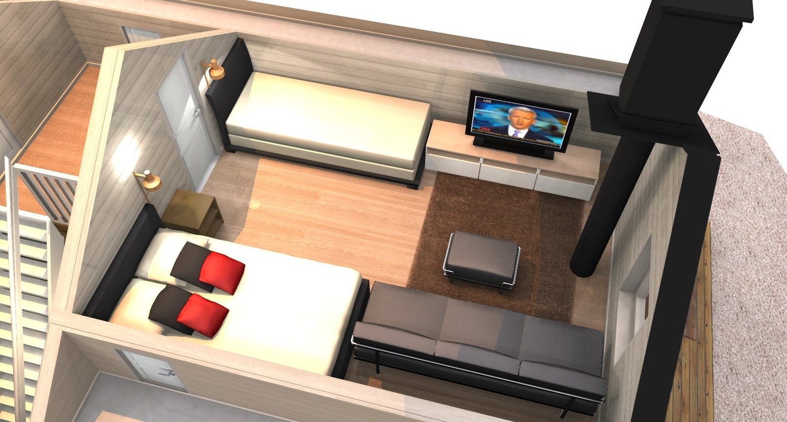 I denne annonsen tar vi utgangspunkt med hyttetype Vest 7 utvidet, på tomt 11. Hytten er en godt utnyttet mindre hyttetype med 4 soverom og sengeplasser til 8 personer. Denne hytten er det bygget flere av og kan ses på feltet Tverrli vest. Galleribilde