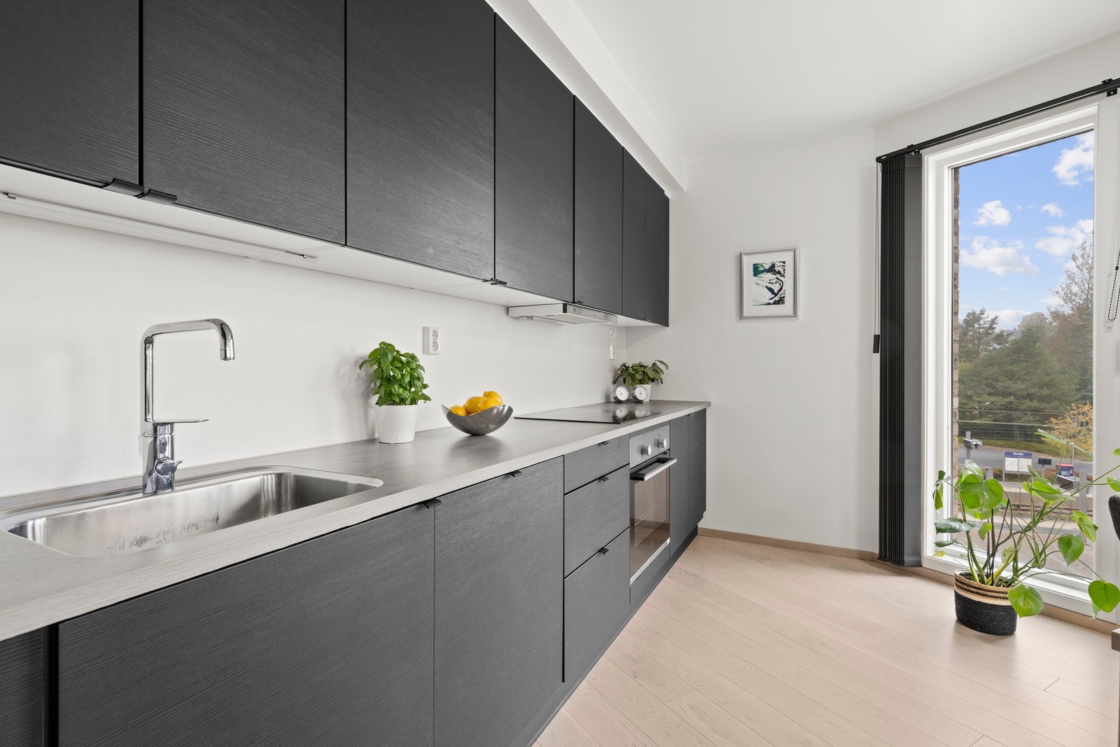 Kjøkkenet er fra Aubo og det er godt med benke- og skapplass. Galleribilde