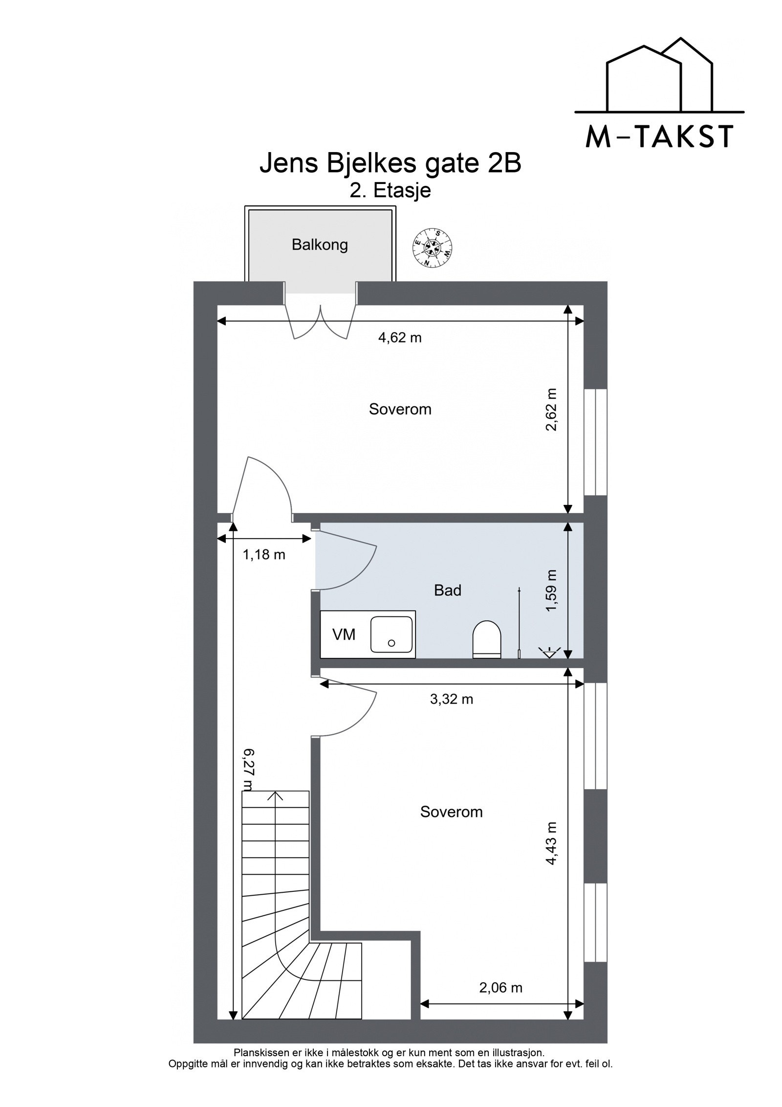 Plantegning - Jens Bjelkes gate 2B - 2. Etasje Galleribilde