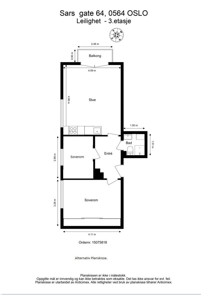 Alternativ Planskisse. Ved løsning illustrert i alternativ planskisse må kjøper selv undersøke muligheter for dette med fagkyndig, bygningsmyndigheter og styret. Galleribilde