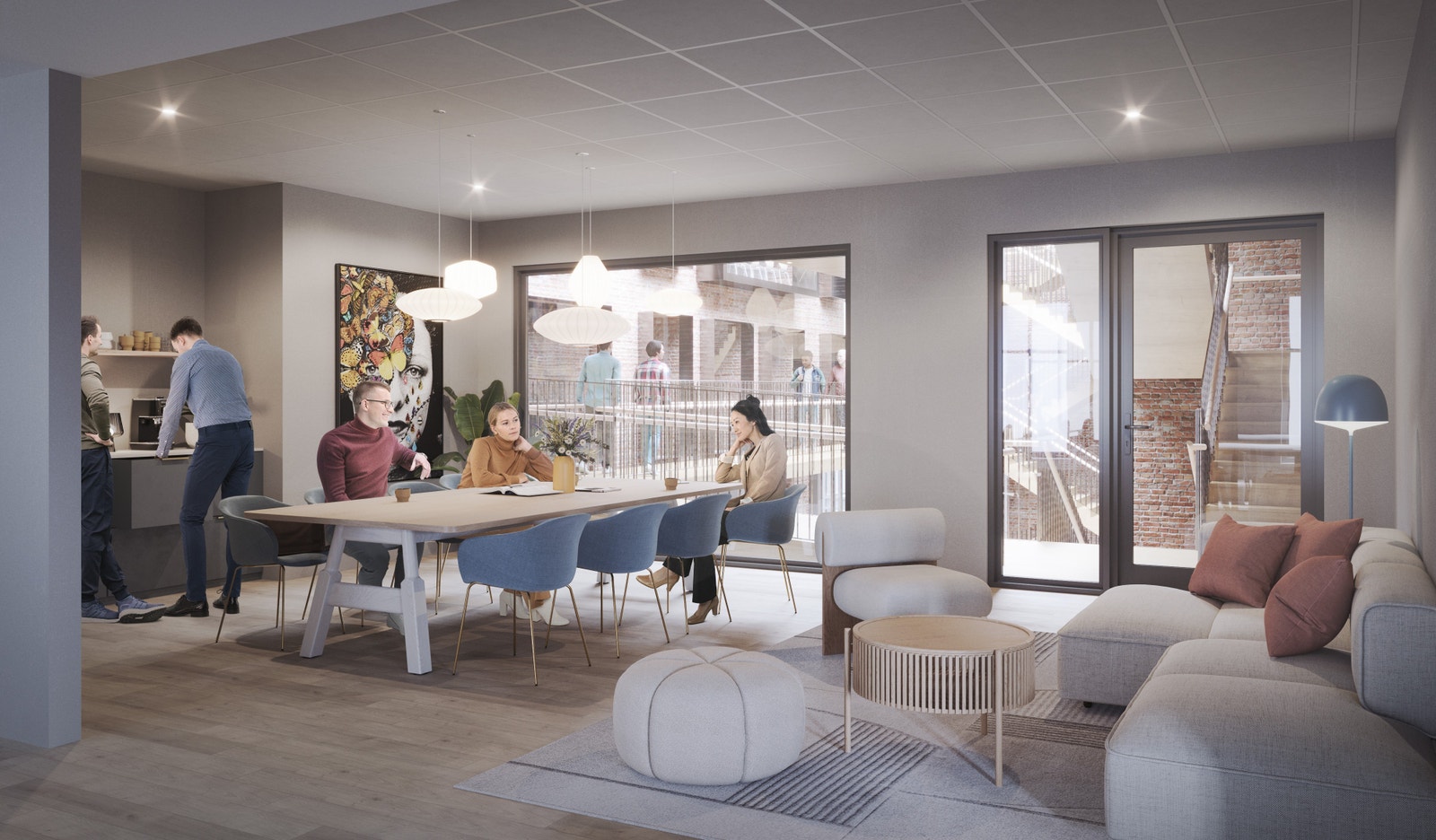 Felles sosial sone:
Her er hvordan vi ser for oss at de sosiale sonene i arbeidsplanene kan se ut. Galleribilde