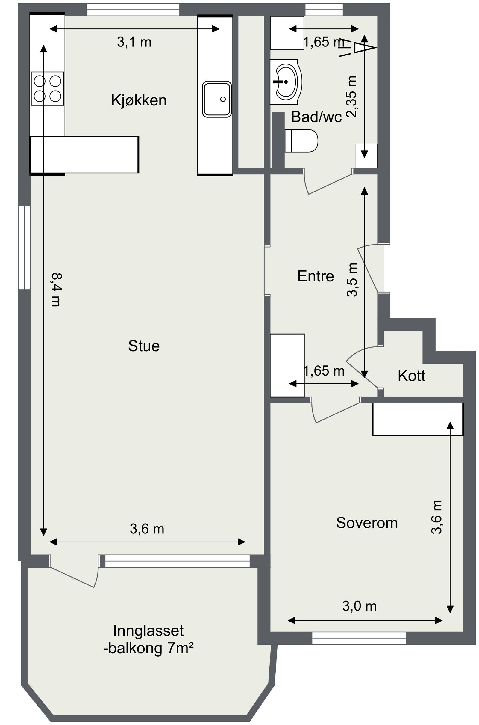Skisse med mål. Galleribilde