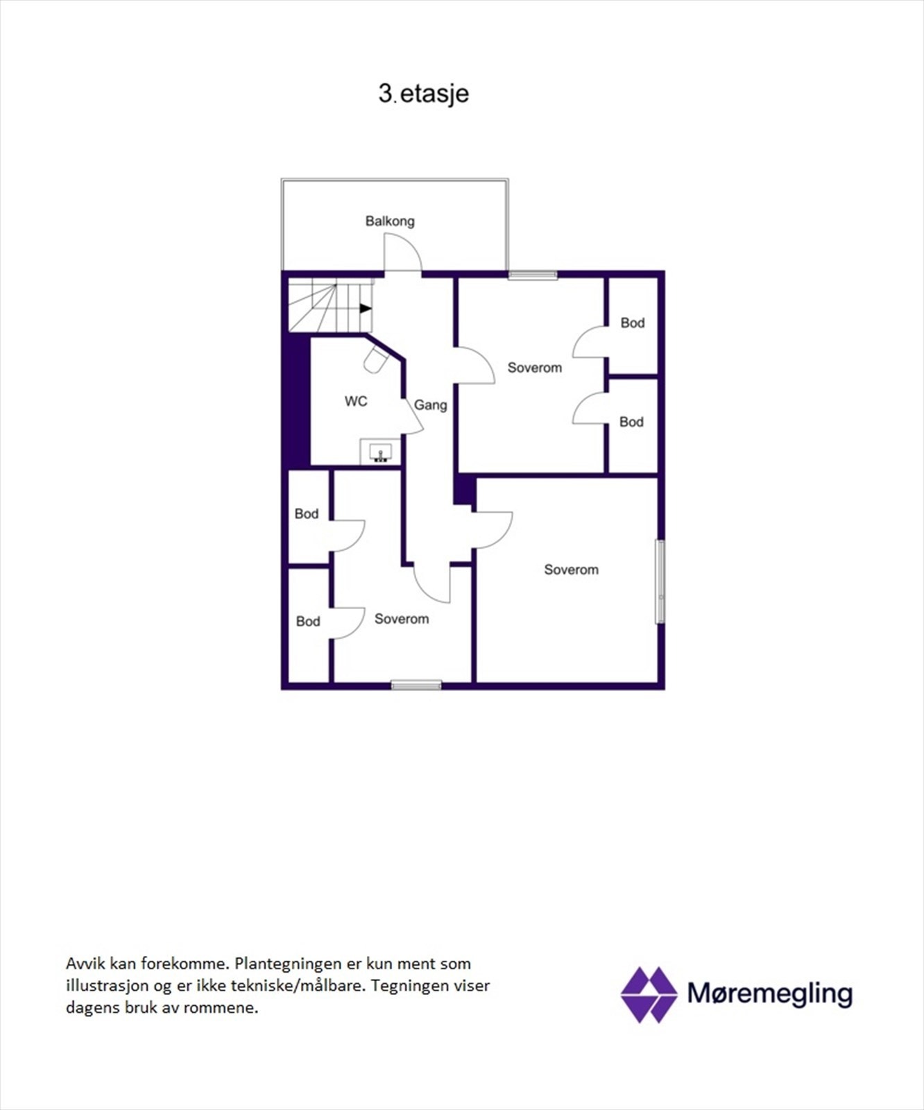 Plantegning 3. etasje Galleribilde