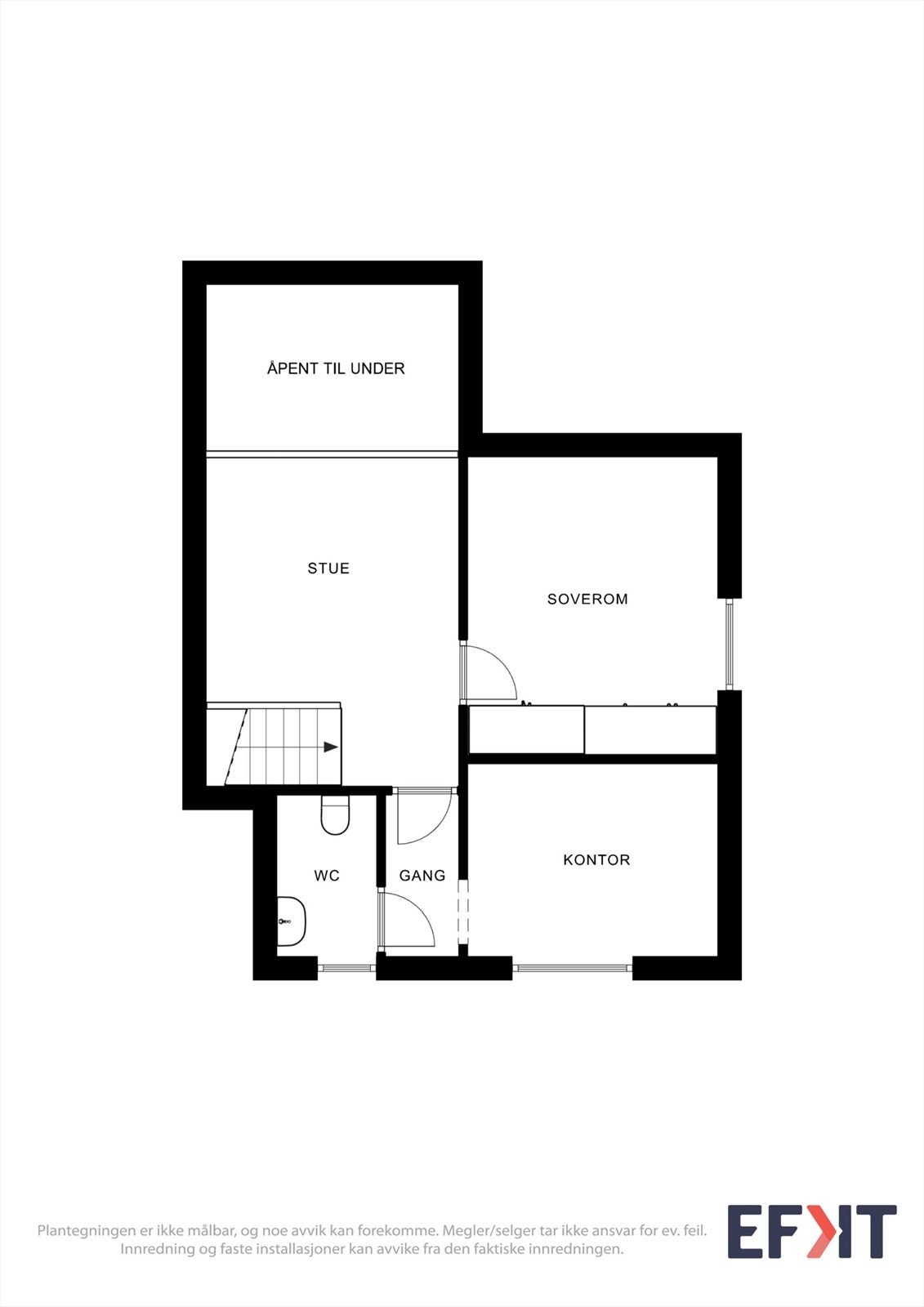 Loftsetasjen på 32 m² gir ekstra bruksareal med loftstue, soverom og toalettrom. Galleribilde