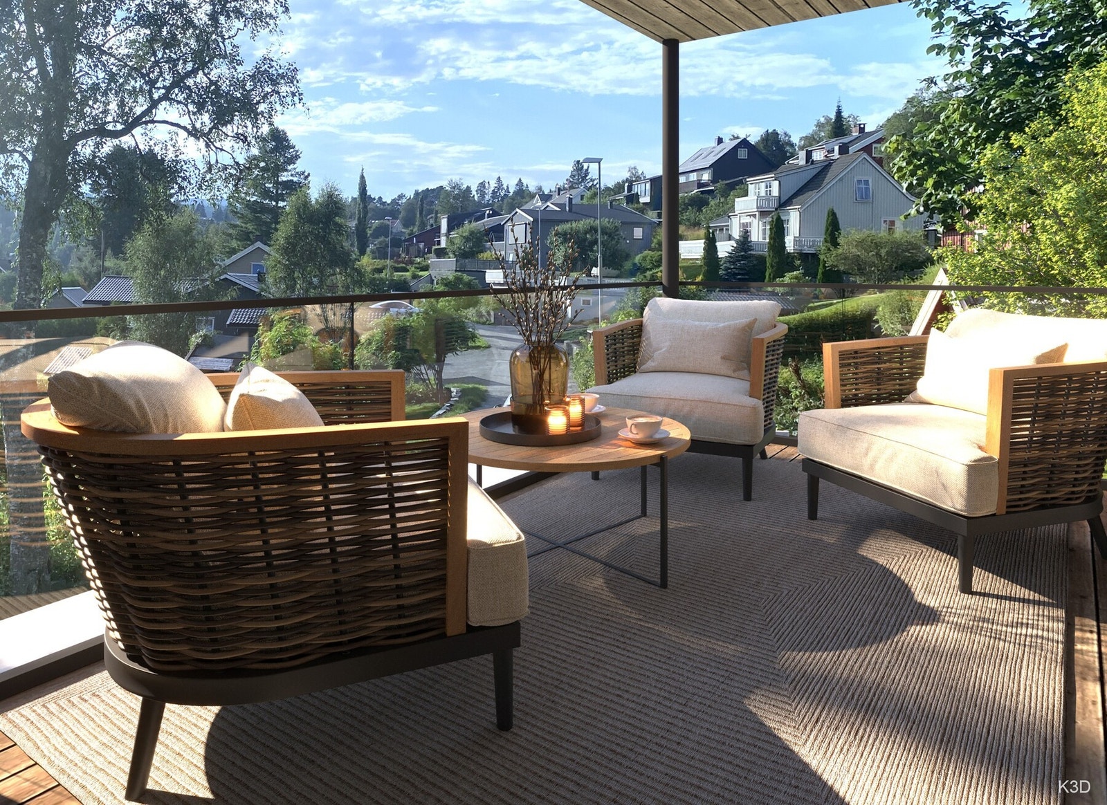 Solforholdene svarer til gateadressen, og sola kan nytes gjennom hele dagen fra frodige, grønne omgivelser. Sommerstid er det sol på eiendommen helt frem til ca. kl. 22. Galleribilde