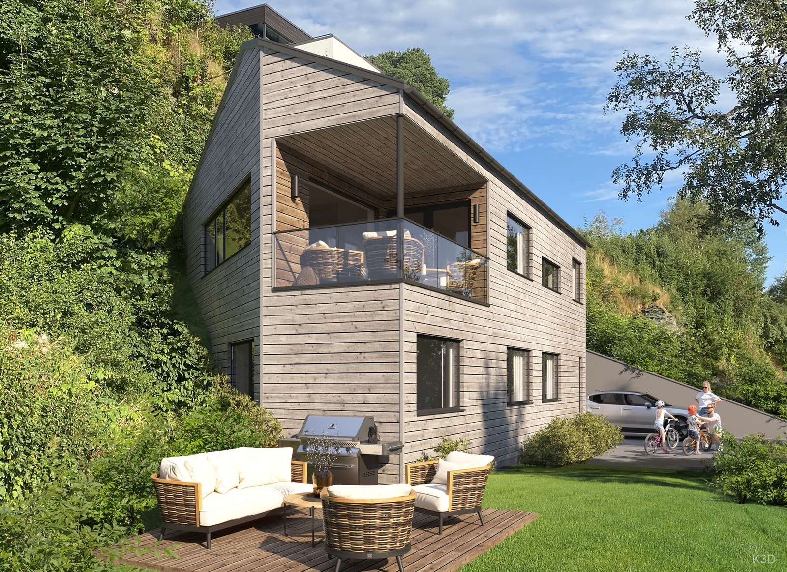 Godkjent rammetillatelse for oppføring av enebolig som strekker seg over 2 plan med bla. åpen stue- og kjøkken, fire soverom, to bad, separat vaskerom, bod og entré. Galleribilde