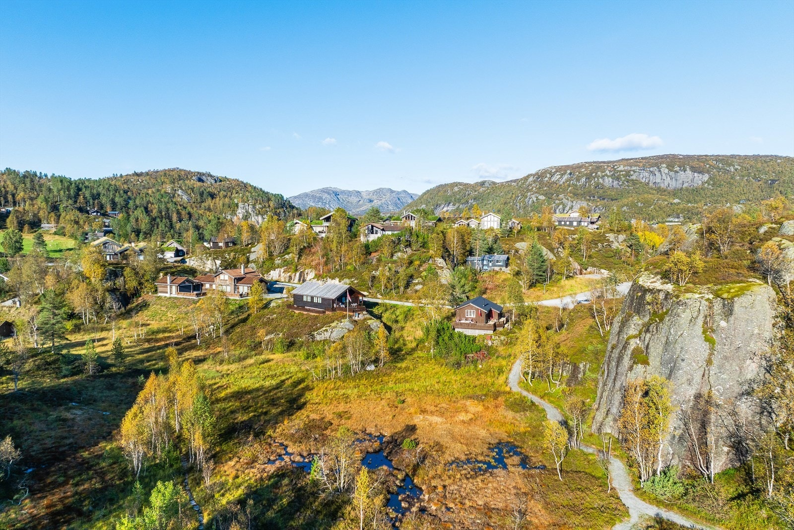 Det er gode sol- og utsiktsforhold, med flott utsikt sørover. Galleribilde