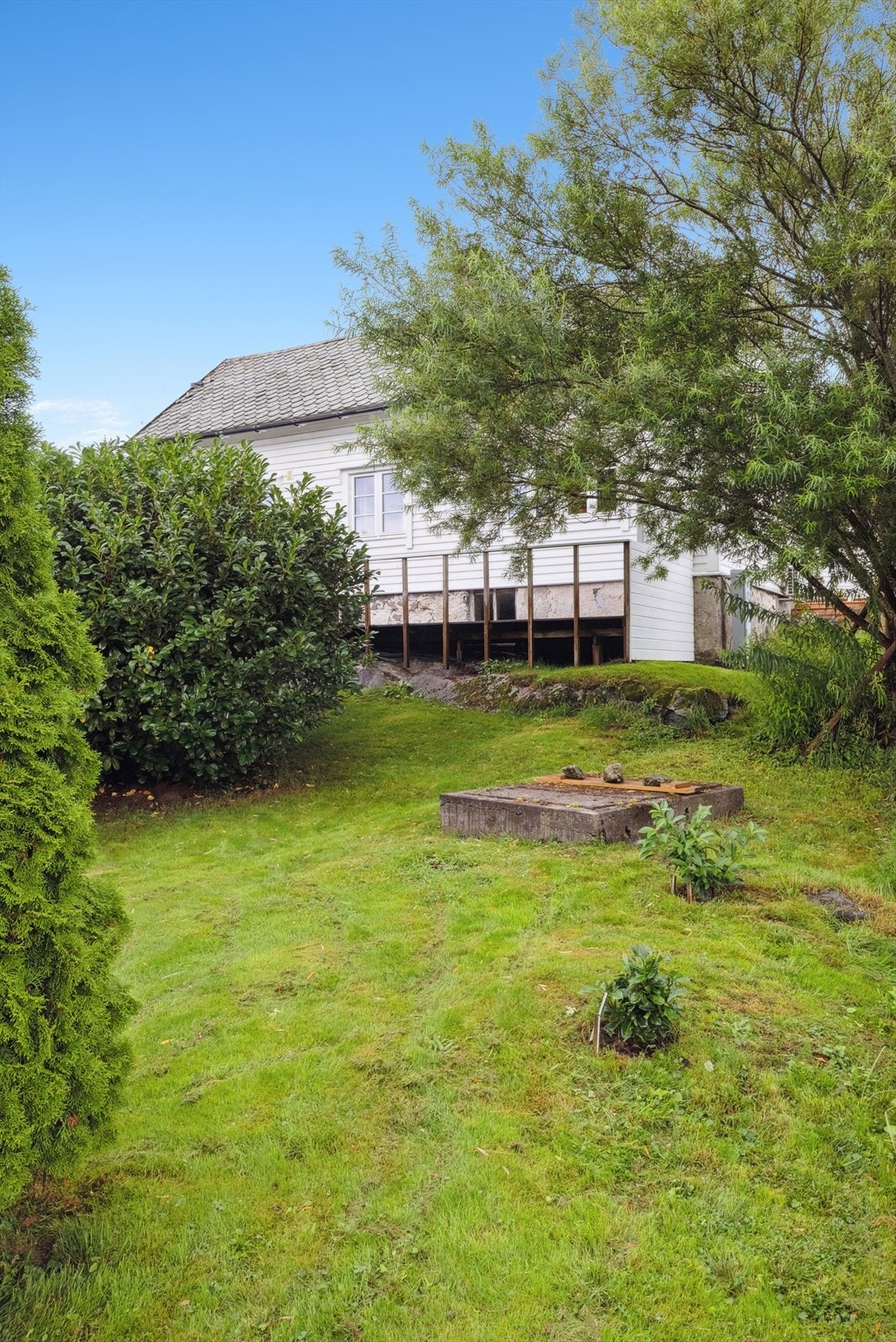 Romslig bruks hage med fruktrær, bærbusker og god plass til lek og moro for store og små. Galleribilde