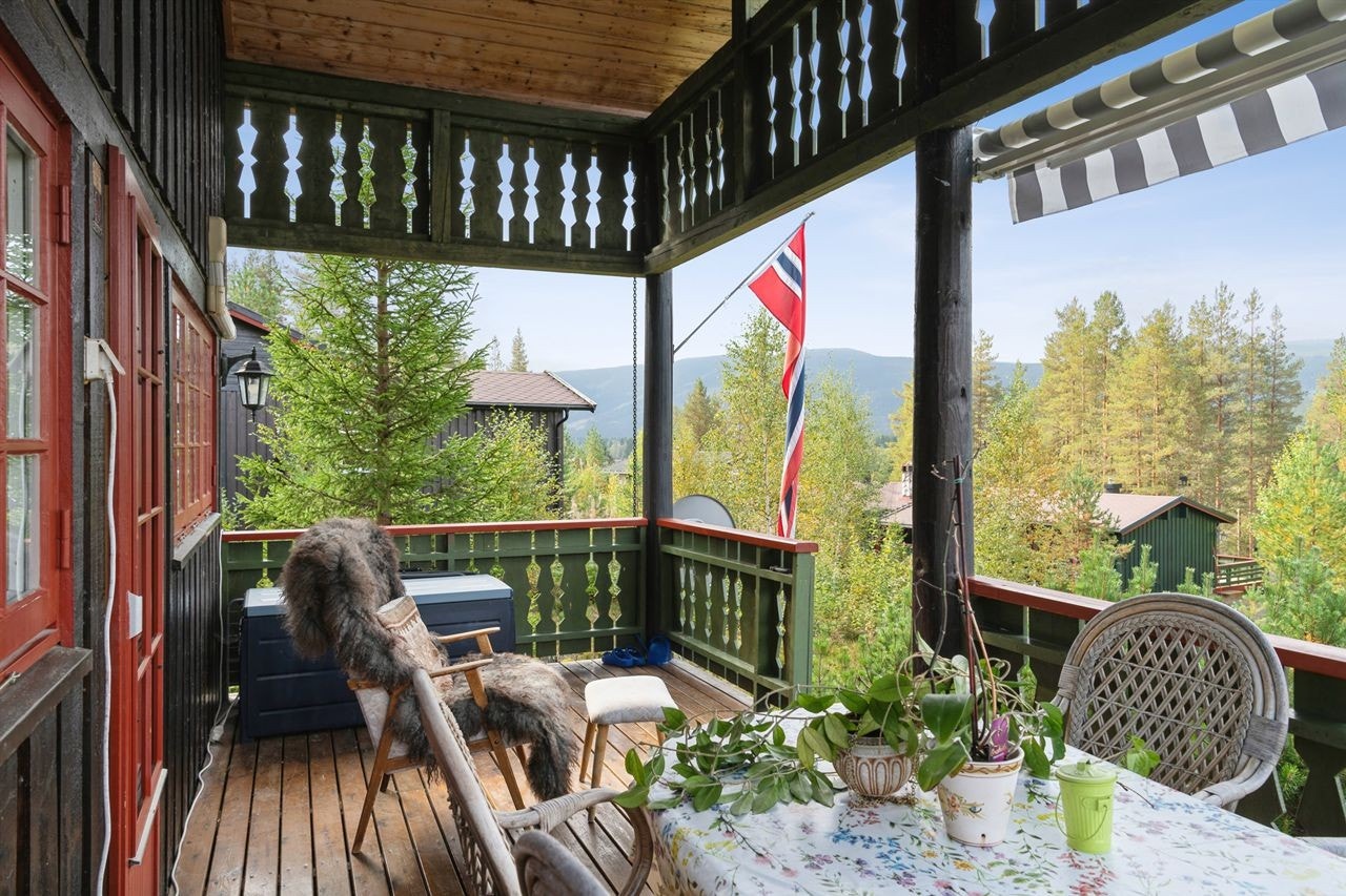 Fra den overbygde terrassen har du utsyn over nærområdet. Galleribilde