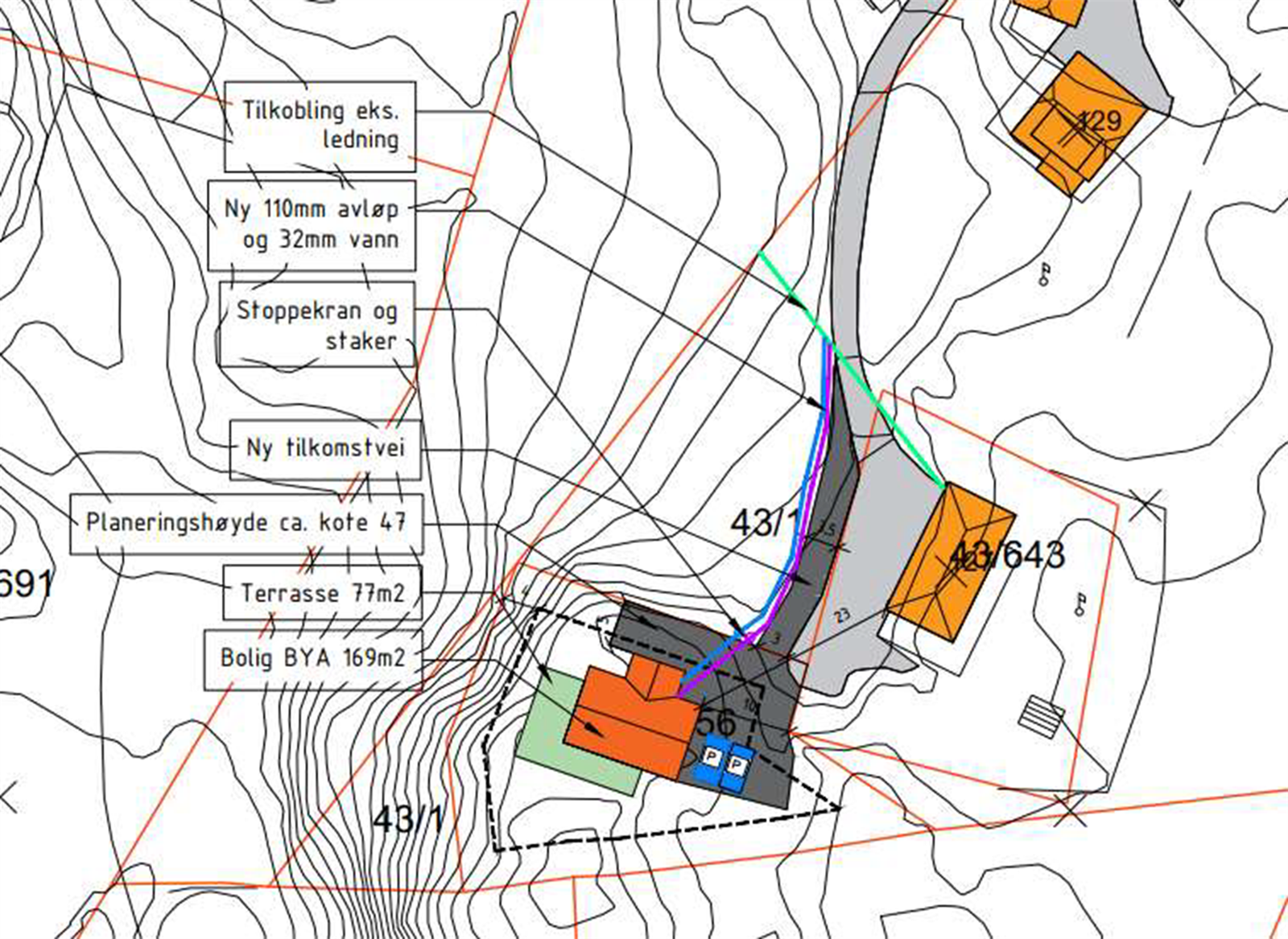 Utklipp fra tidligere gitt rammetillatelse. MERK: Denne rammetillatelsen er ikke lenger gyldig og det må søkes til kommunen på nytt. Galleribilde