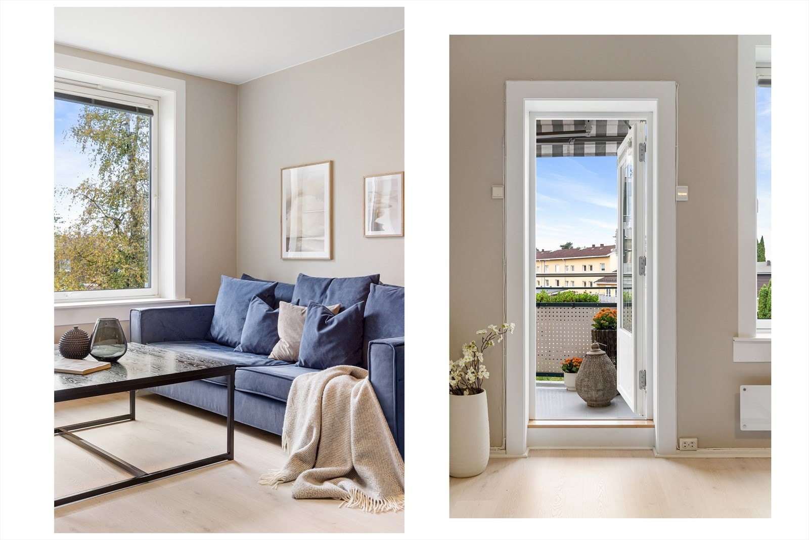 Balkongen har adkomst fra stuen og gir en fin forlengelse av oppholdsrommet i sommerhalvåret. Galleribilde