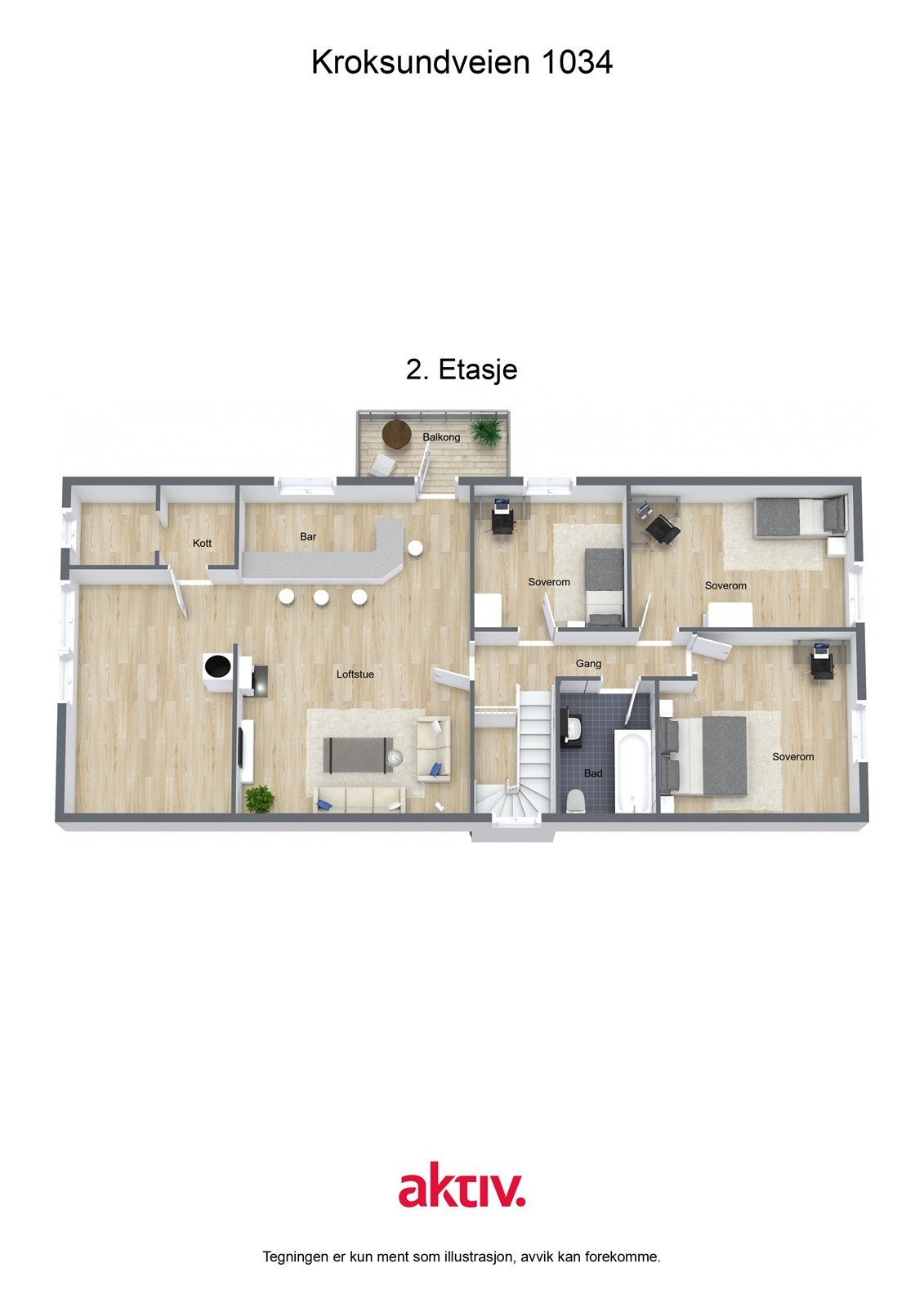 Kroksundveien 1034 - 3D - 2. Etasje - Letterhead Galleribilde
