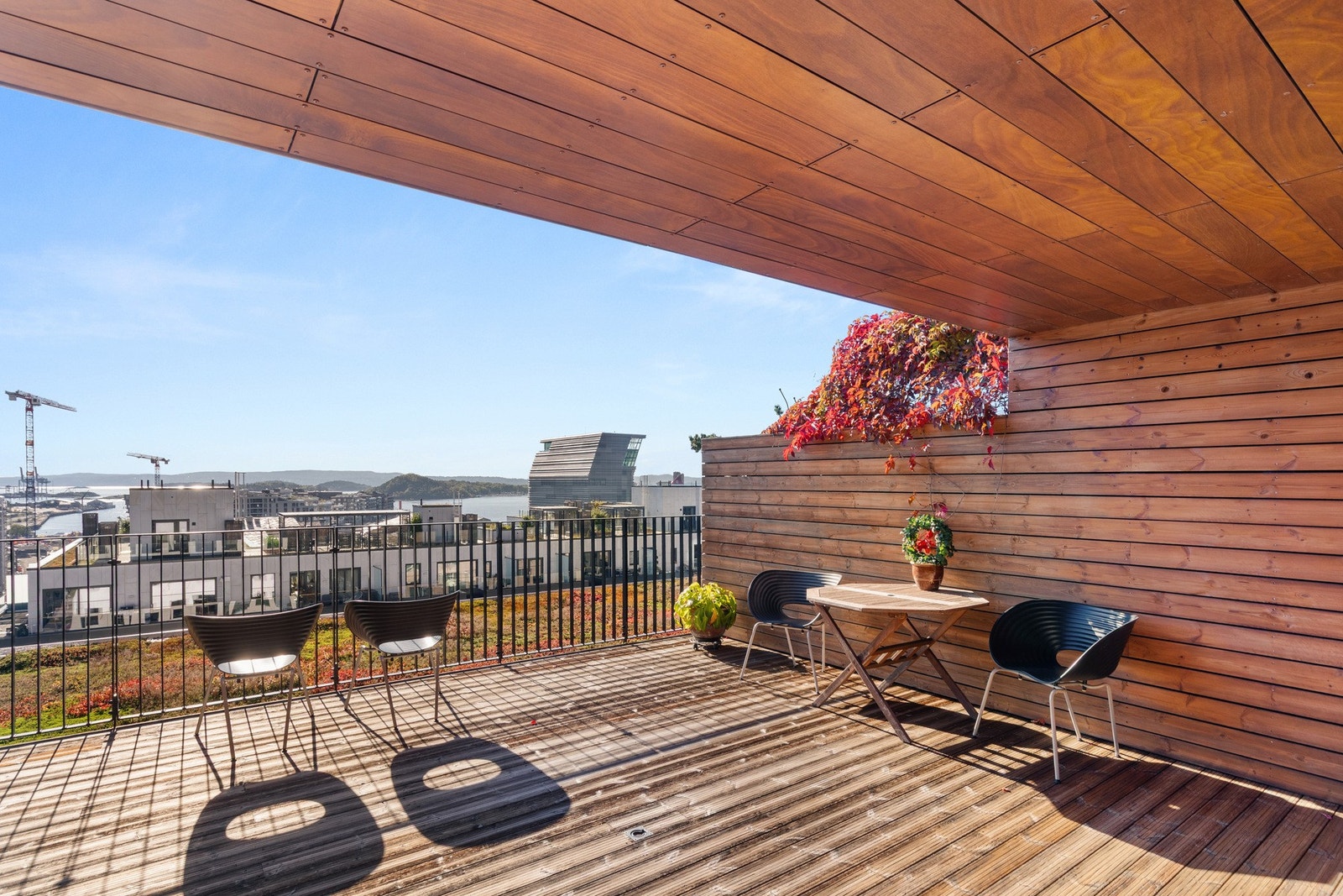 Tre felles takterrasser i byggets 9. etasje. Galleribilde