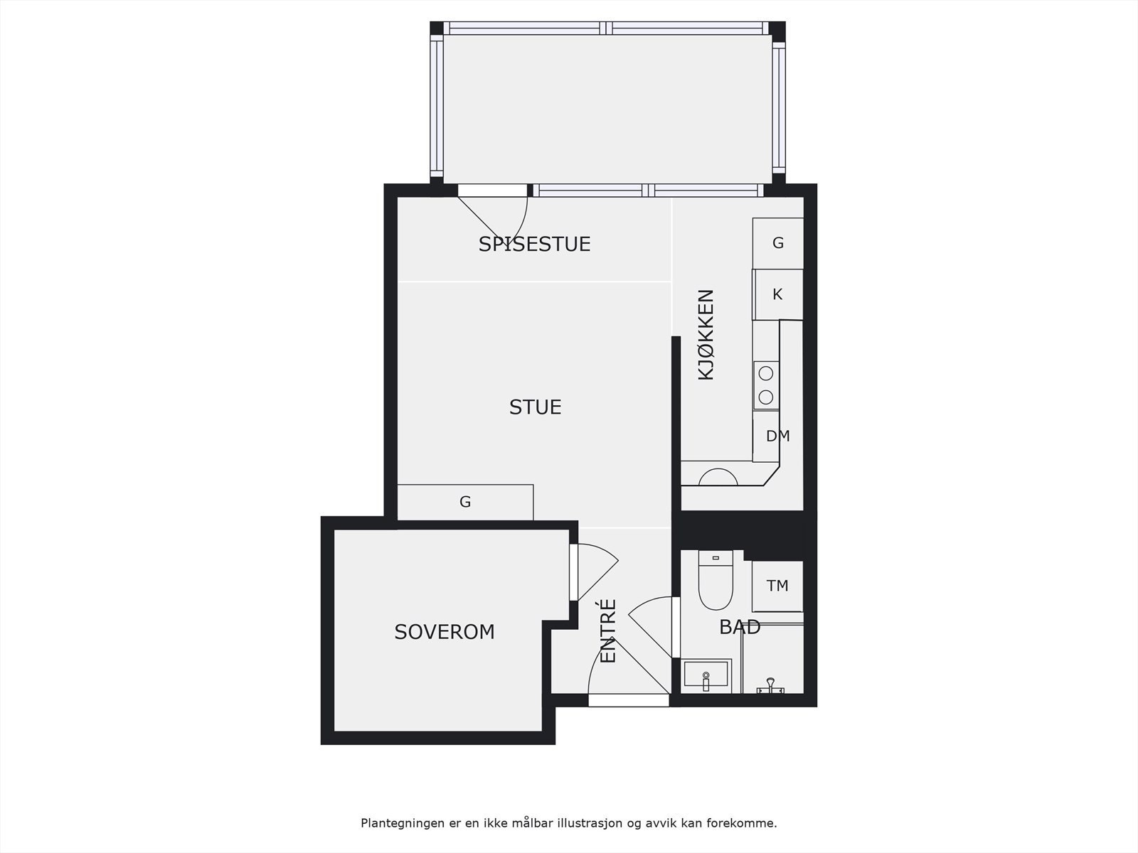 Plantegning 2. etasje. I tillegg disponerer leiligheten en kjellerbod på ca. 3m². Galleribilde