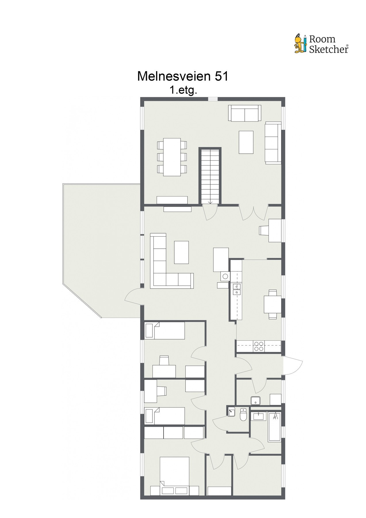 Nå skal vi inn, men først planskisse så du får orientert deg litt før du ser videre. Galleribilde