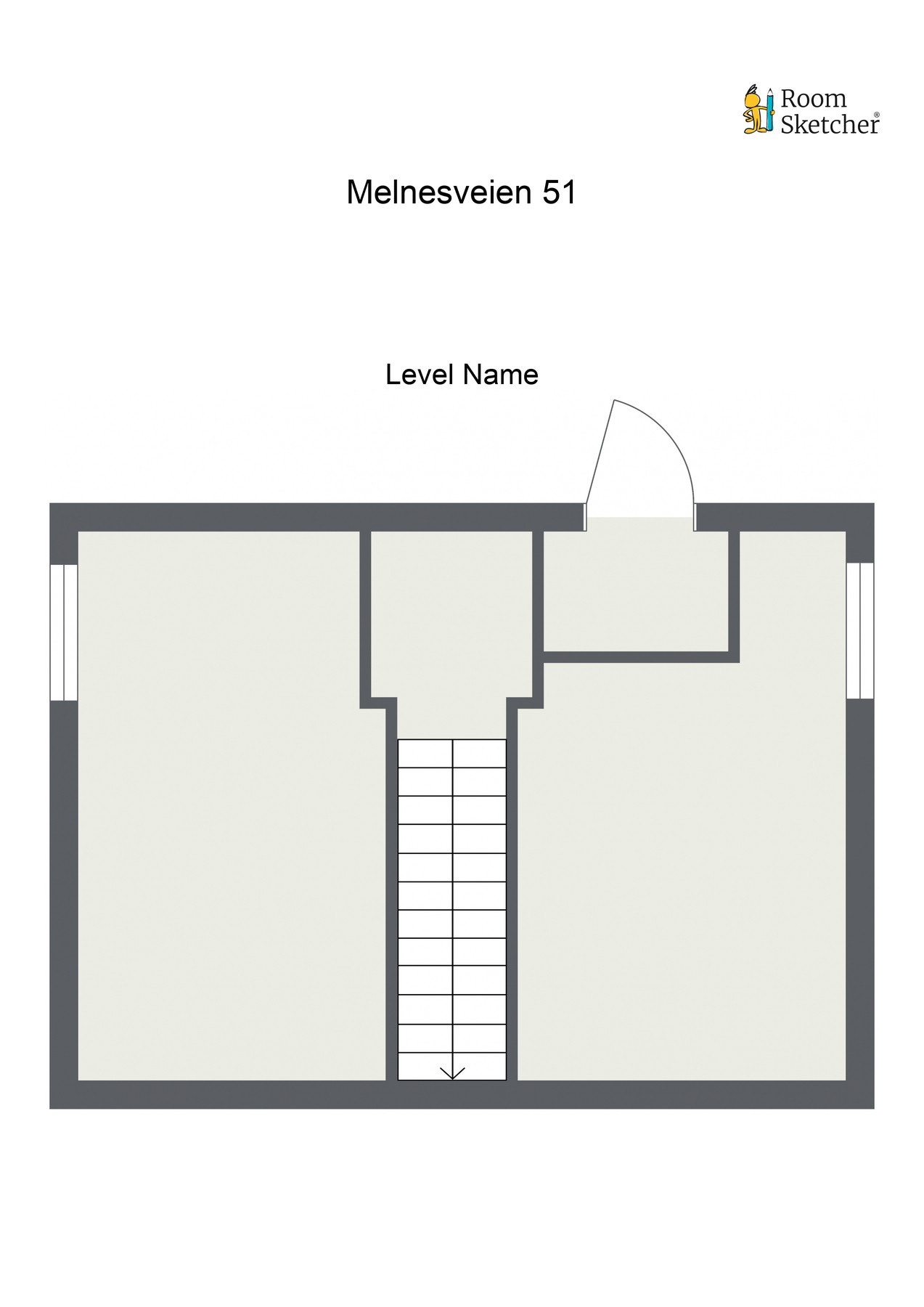 Bygningen har krypkjeller under trebjelkelag og stubbegulv. Her er en plantegning over etasjen. Galleribilde