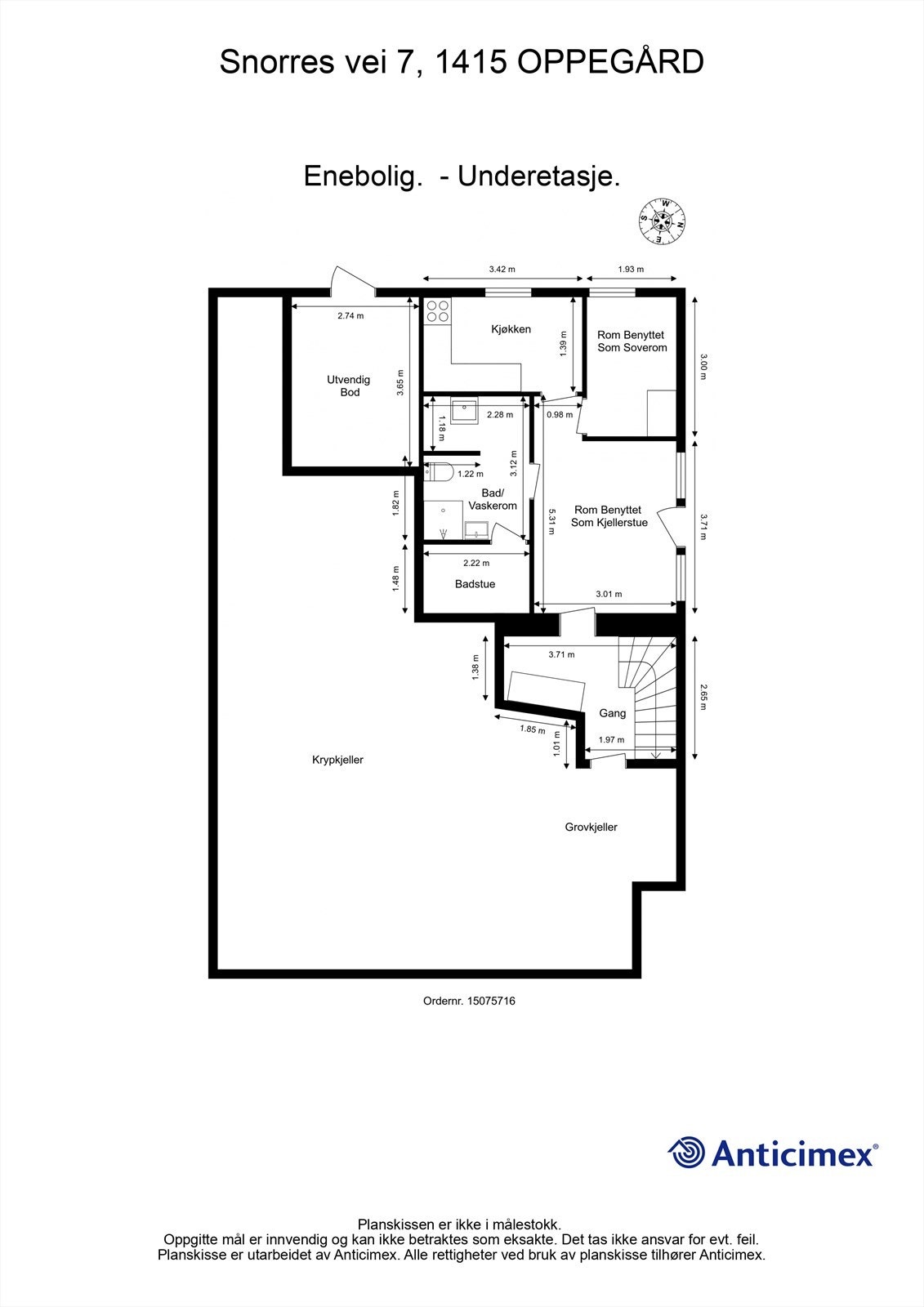 Plantegning - underetasje - mulighet for hybel i underetasjen Galleribilde
