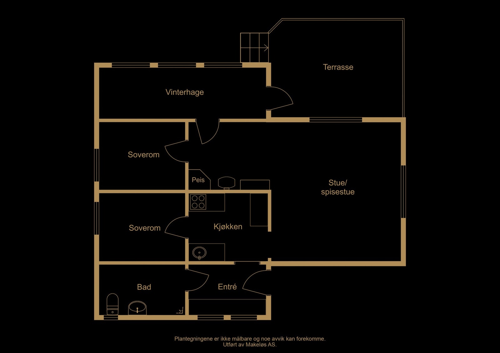 Plantegning hytte - illustrasjon, avvik kan forekomme Galleribilde