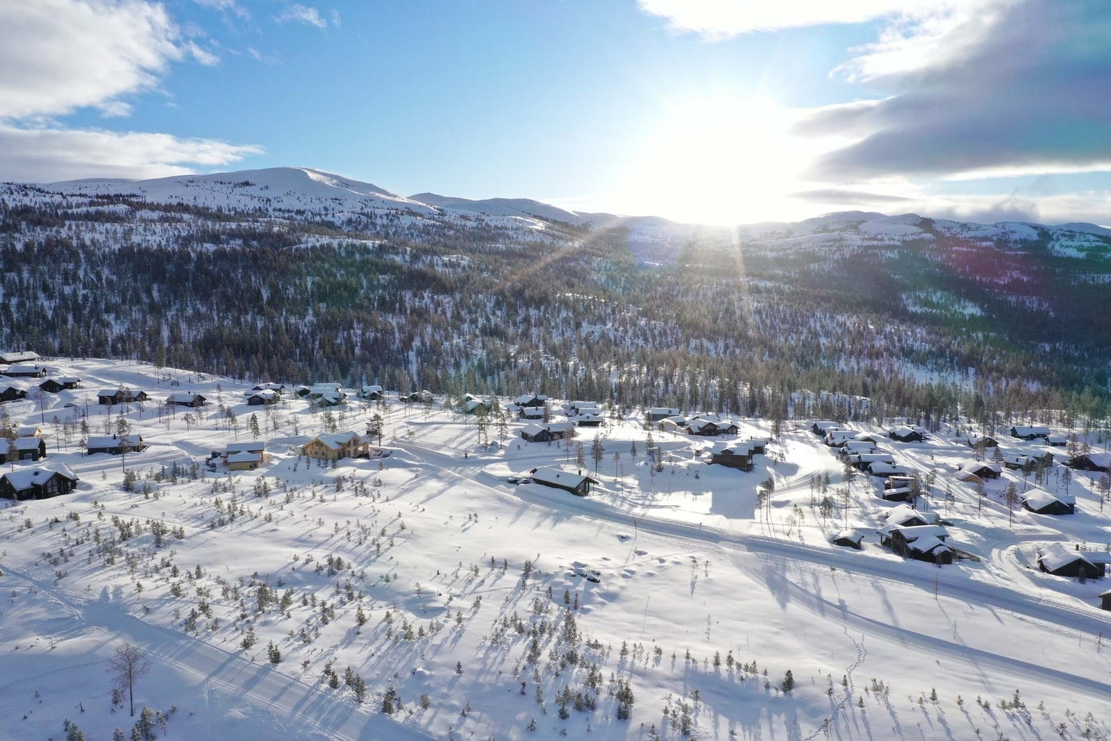 Dronefoto over området Galleribilde