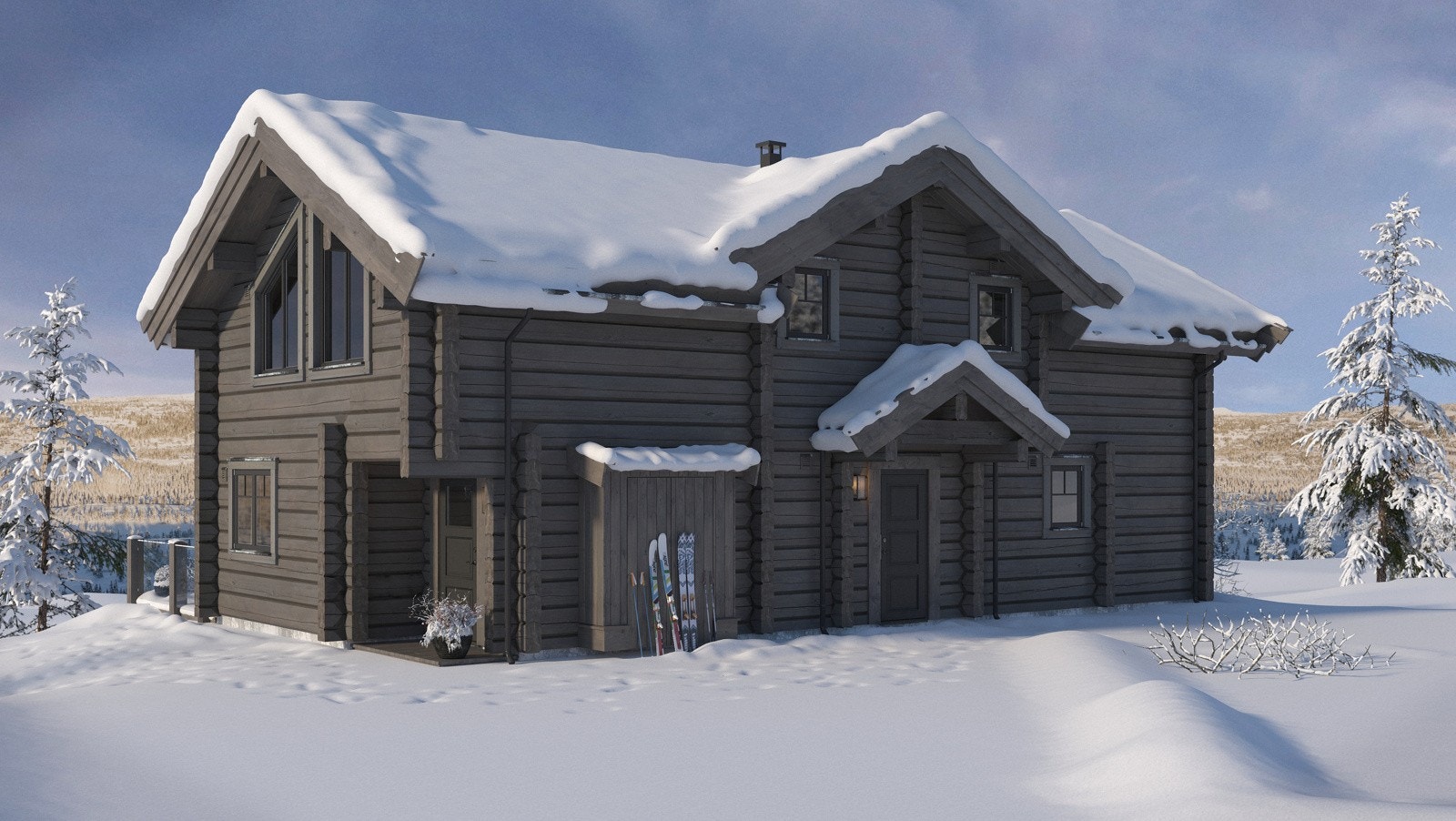 Illustrasjon av laftehytte G2 Galleribilde