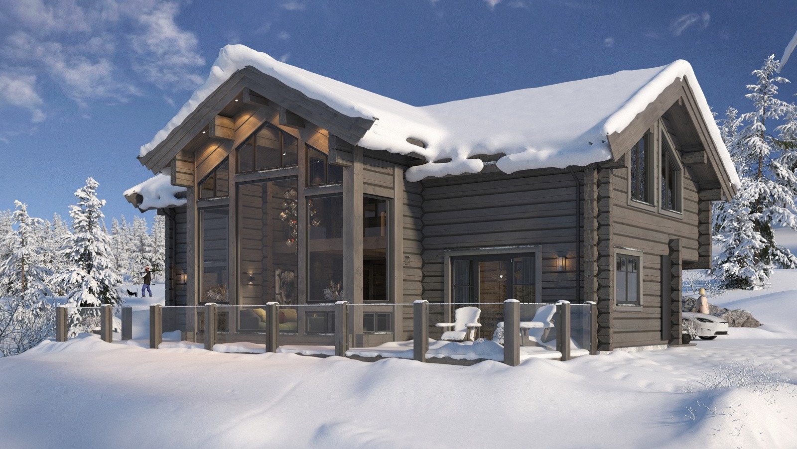 Illustrasjon av laftehytte G2 Galleribilde