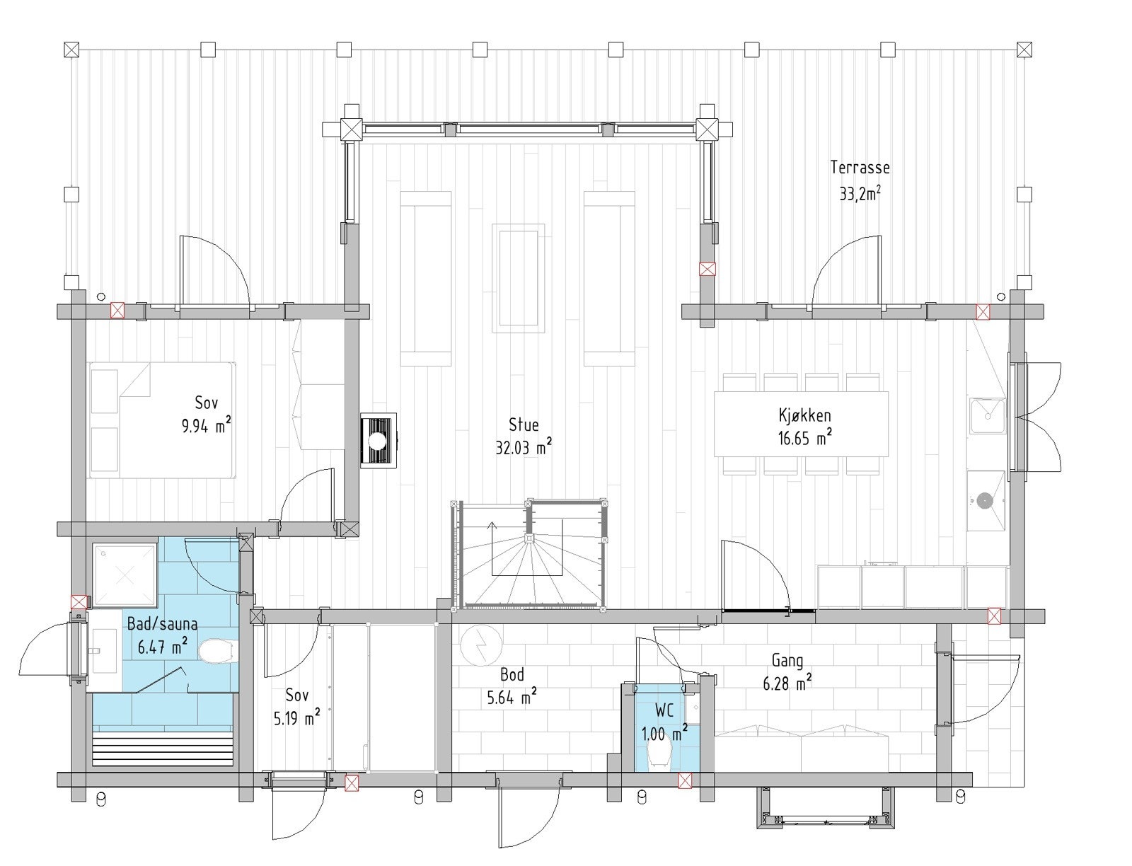 Laftehytte G2 - planløsning 1.etg. Galleribilde