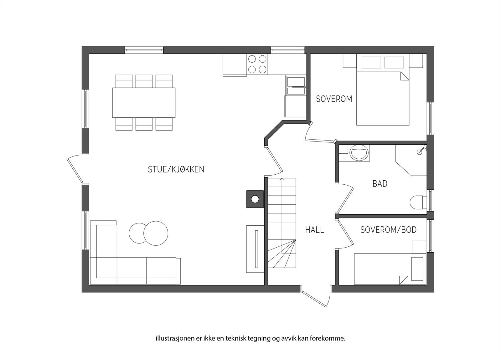 Plantegning, 1. etasje Galleribilde