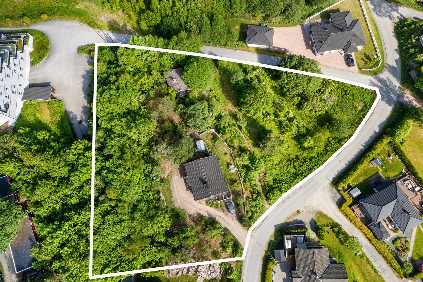 Omtrentlige grenser for begge gårds- og bruksnummer. Galleribilde