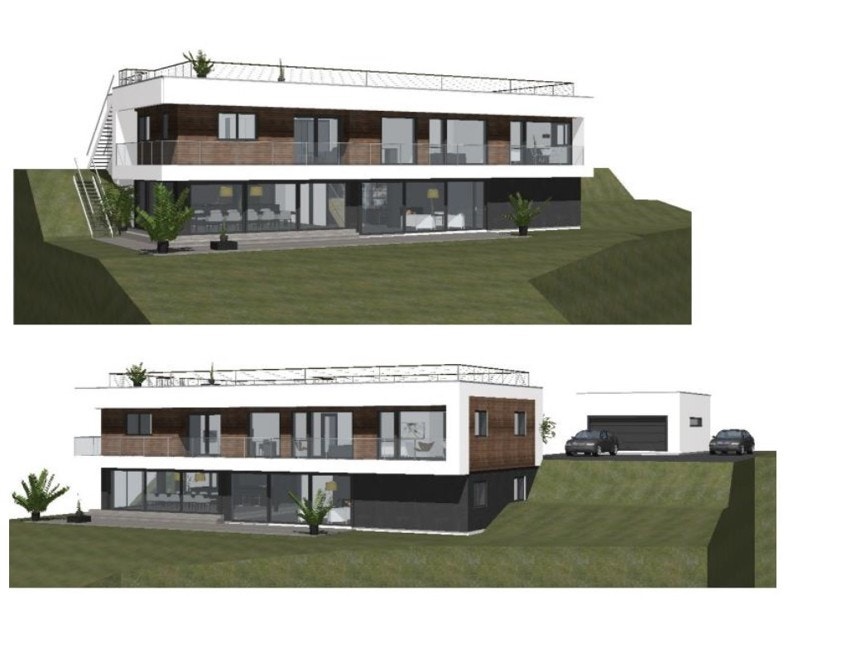 Illustrasjon av enebolig med utleiedel er ikke byggesøkt, kun et forslag fra arkitekt. Galleribilde