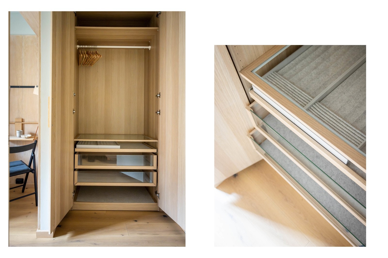 Plassbygget garderobeskap i entréen gir rikelig med oppbevaringsplass. Galleribilde