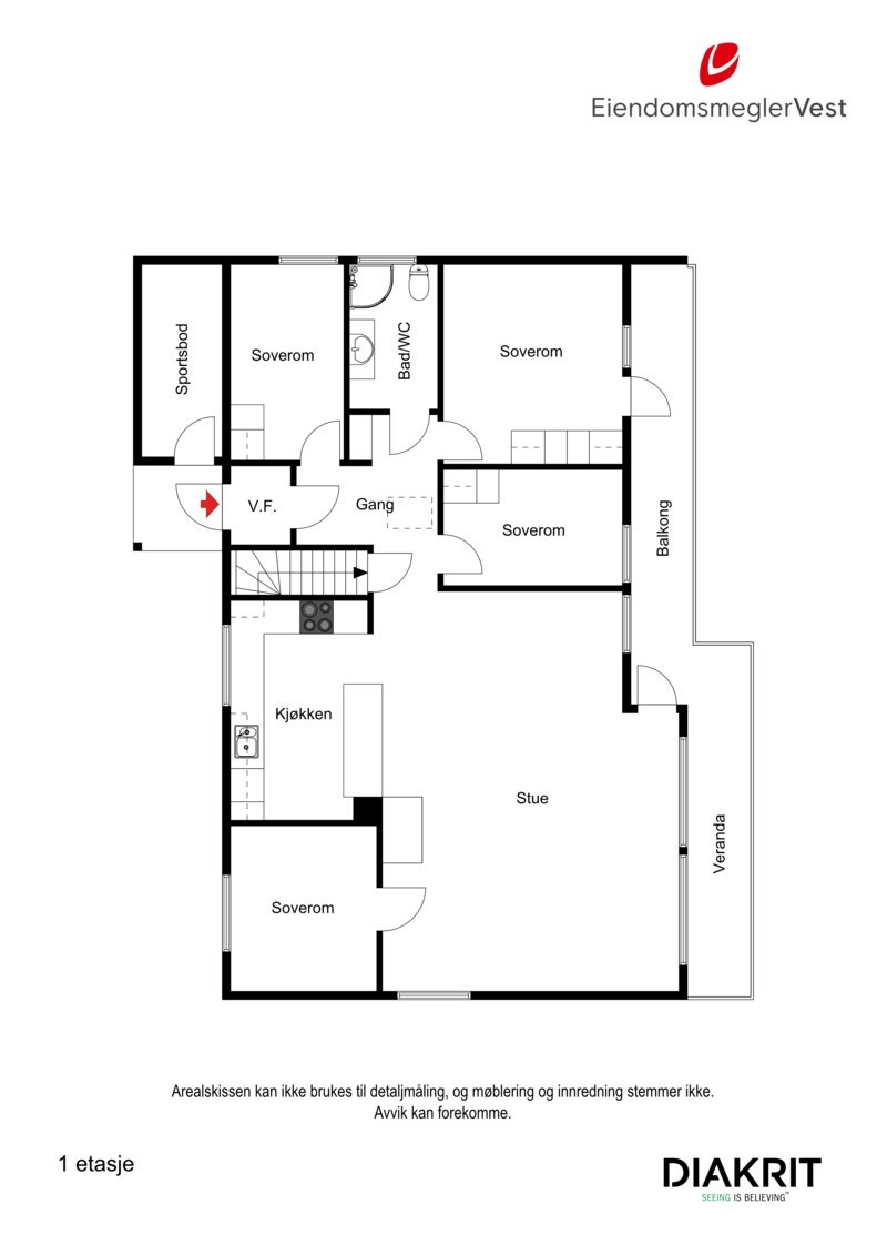 2D planskisse av hovedetasjen. Galleribilde