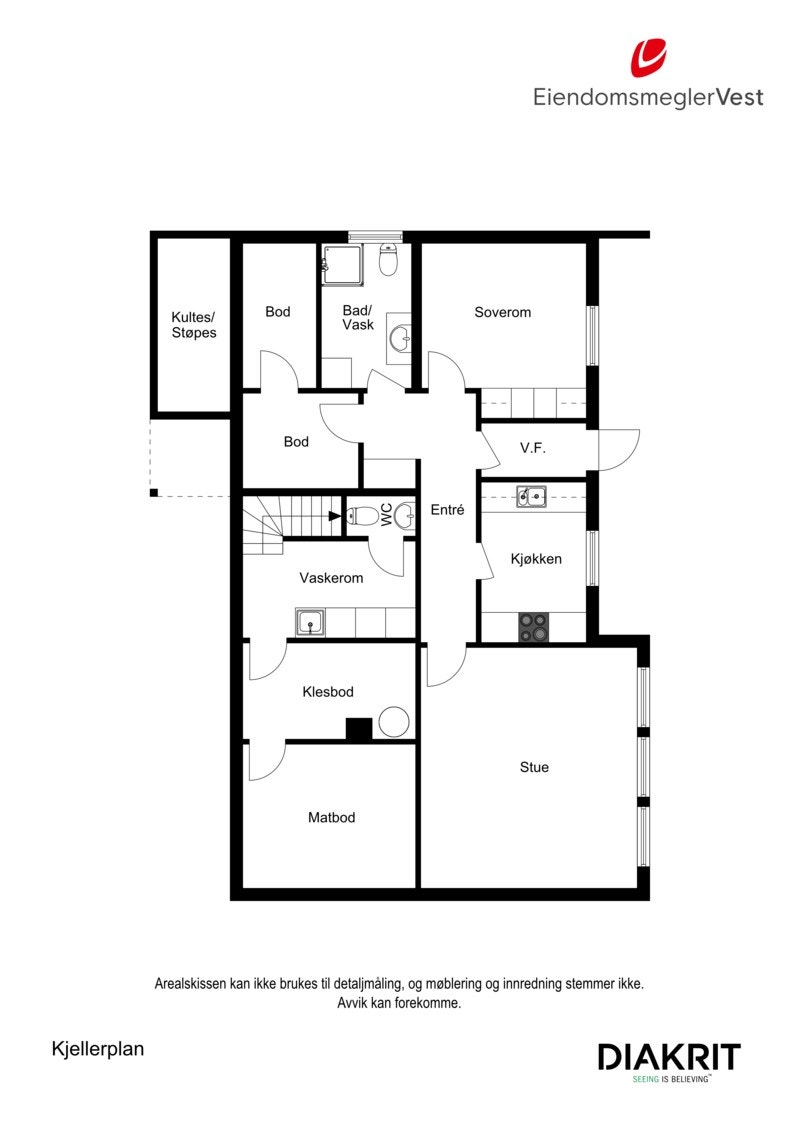 2D planskisse av underetasjen. Galleribilde