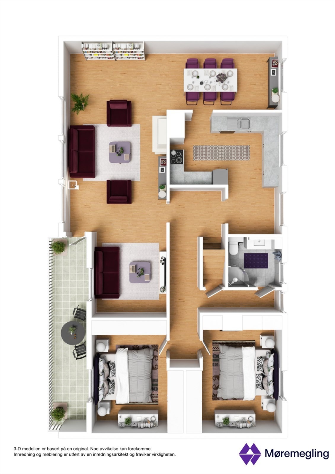 Plantegning 1. etasje - 3D Galleribilde