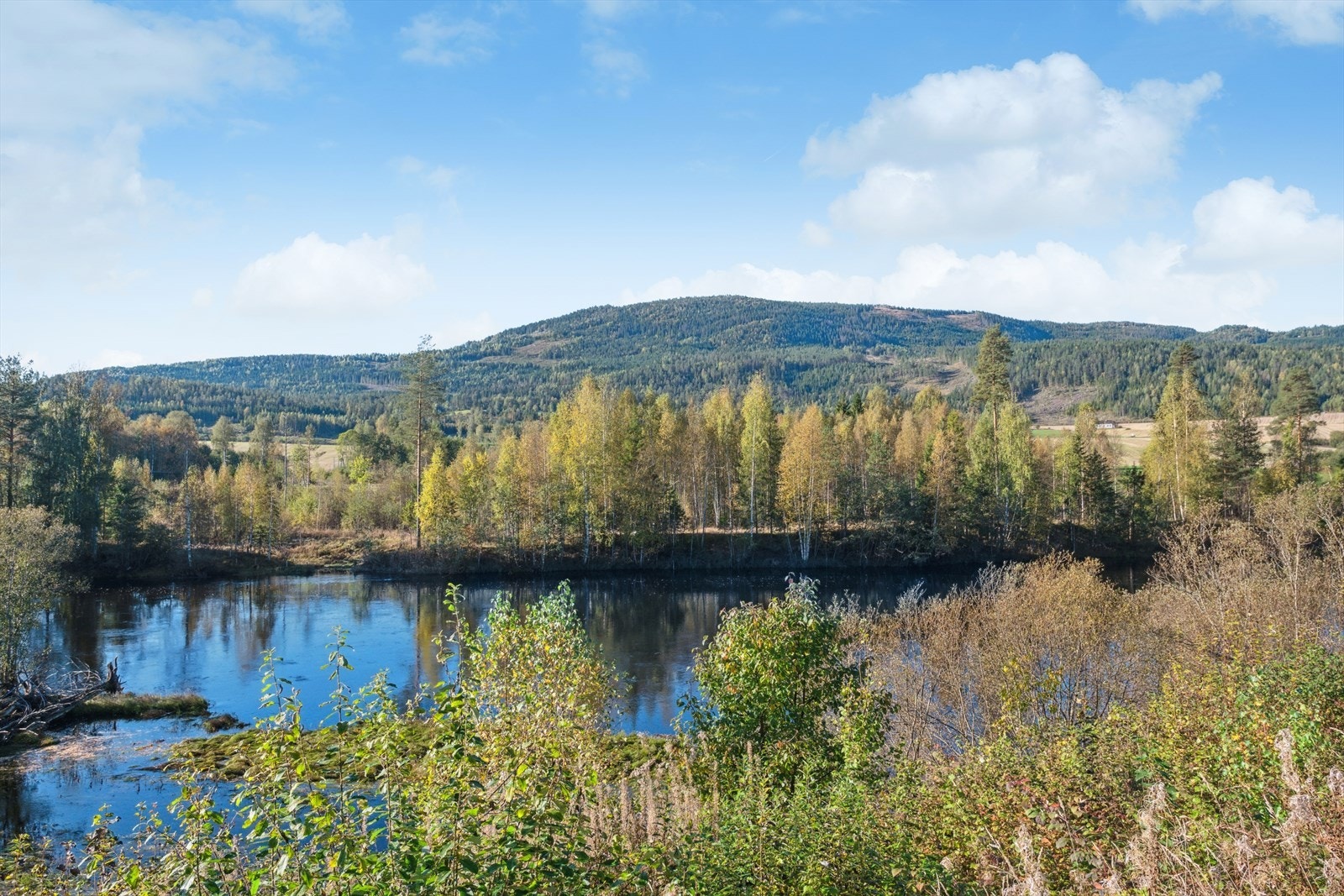 Eiendommen har gode solforhold og utsyn mot det vakre landskapet og til Simoa. Galleribilde