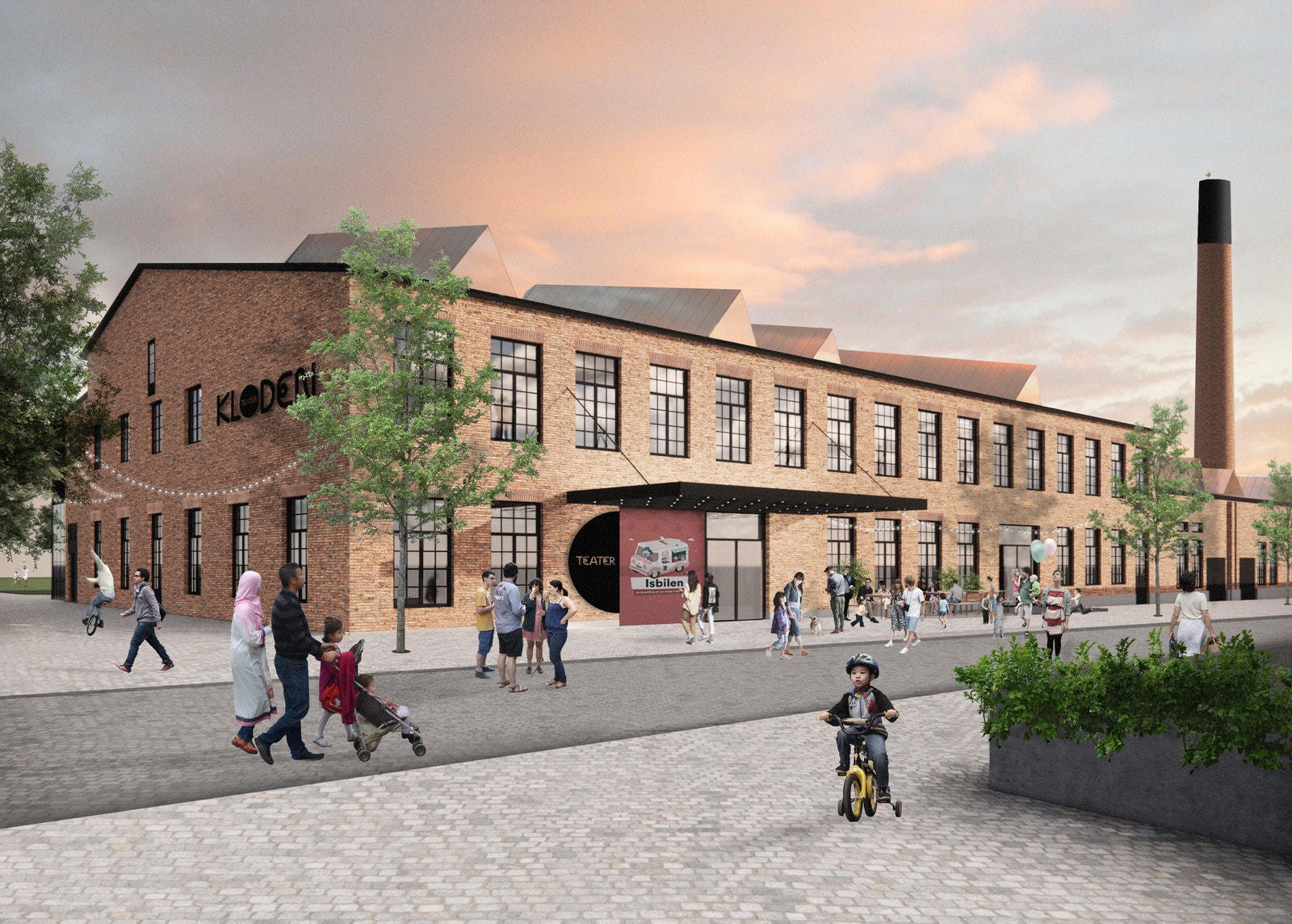 Kloden teater - det permanente barne- og ungdomsteateret. Illustrasjon: Transborder Studio Galleribilde