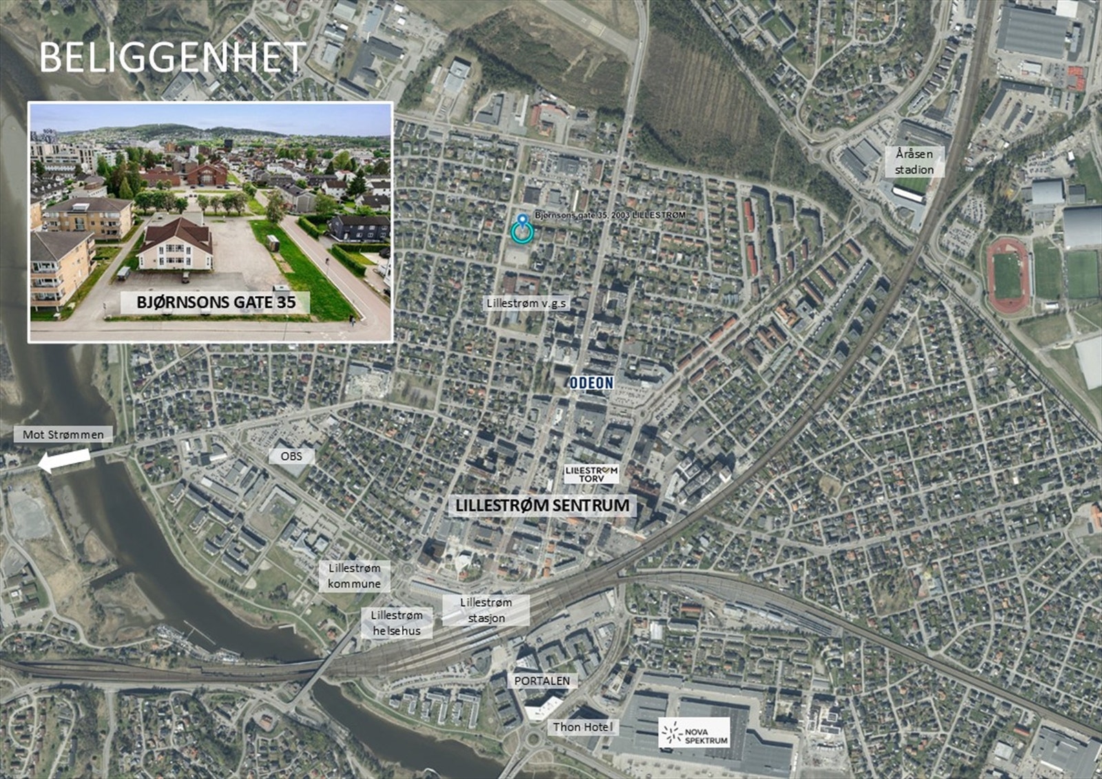 Sentral beliggenhet i Lillestrøm, rett på utsiden av sentrumskjernen. Gangavstand til Lillestrøm stasjon og Lillestrøm sentrum. Galleribilde