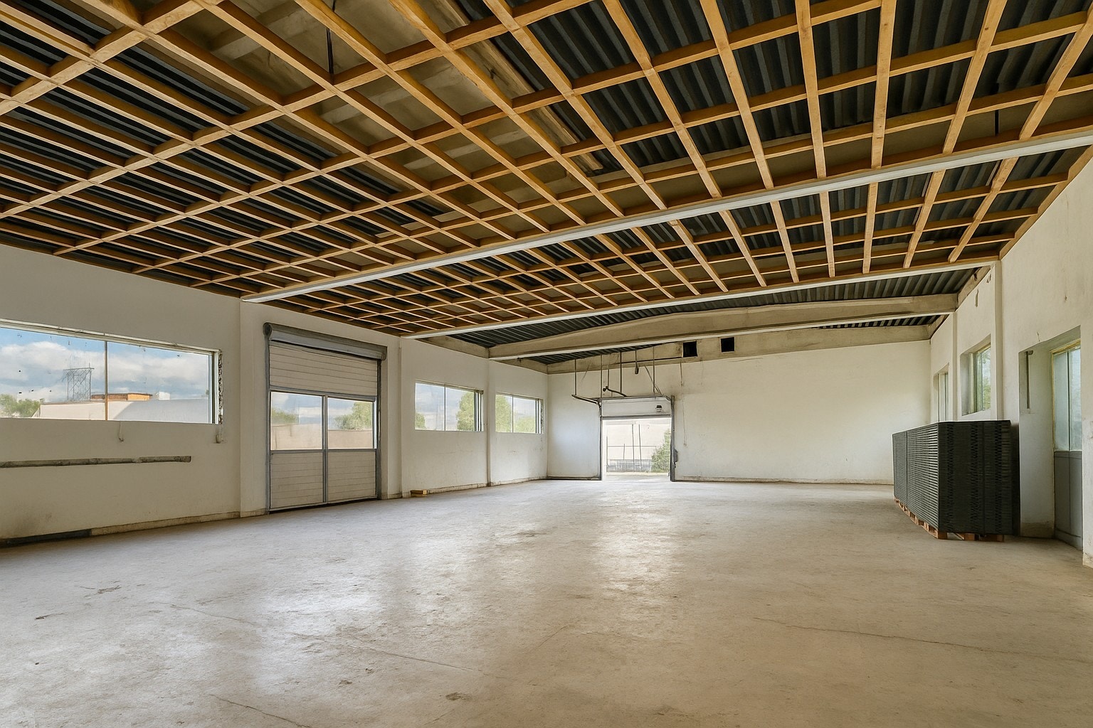 Rampe til venstre i bildet, kjøreport til høyre med mulighet for direkte innkjøring Galleribilde