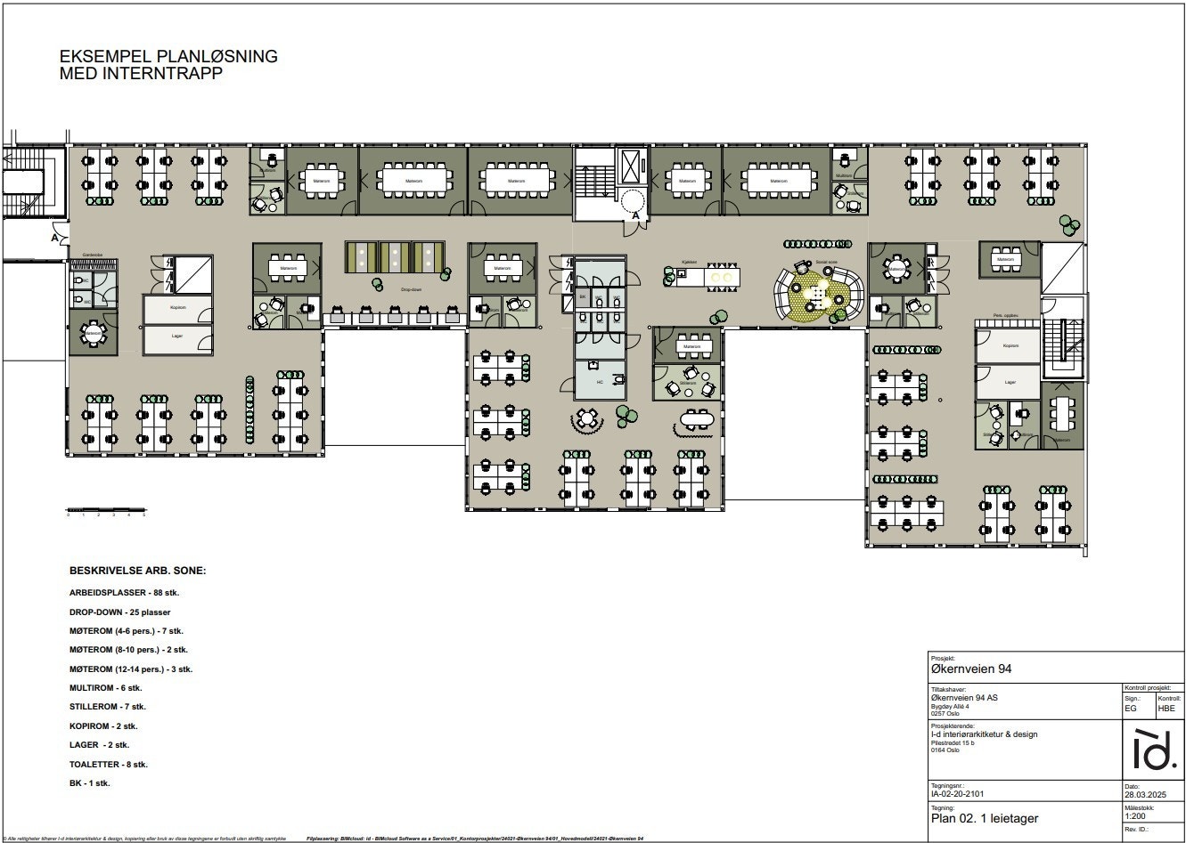 Eksemple på møbleringsplan med interntrapp Galleribilde
