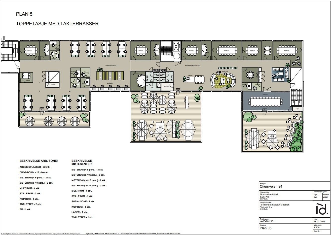 Eksempel på møbleringsplan - toppetasje med takterrasser Galleribilde