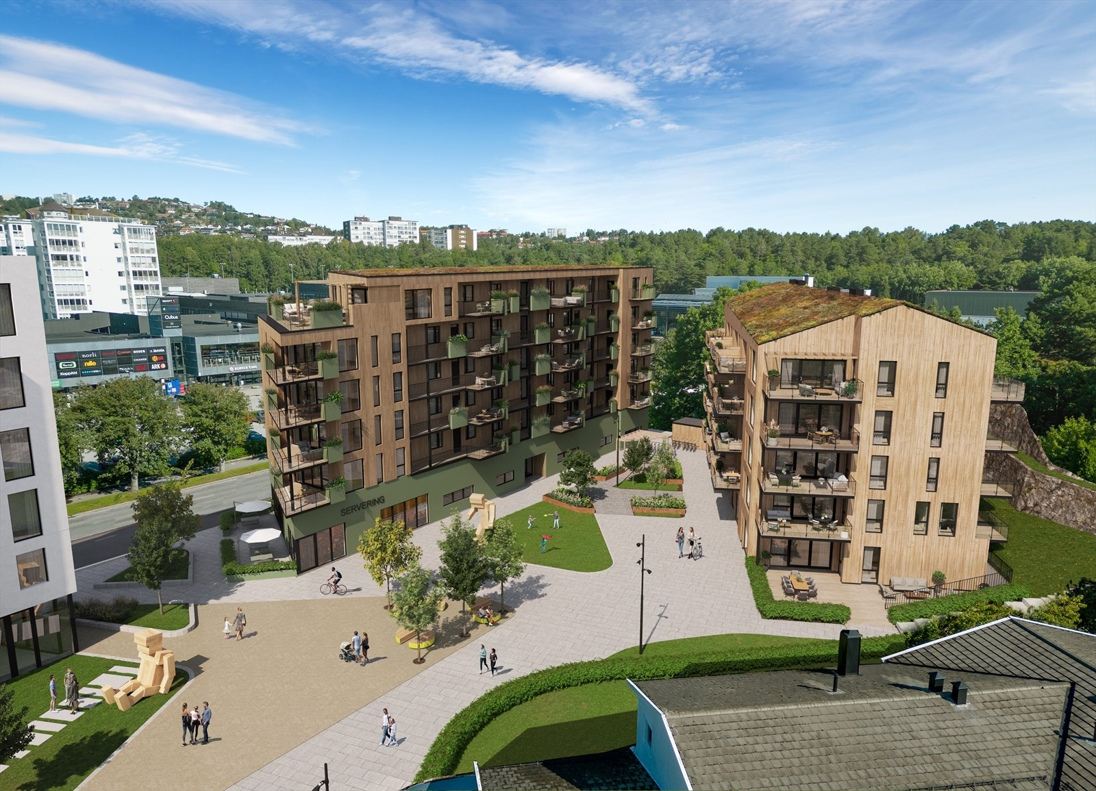 Koselig byrom mellom byggene Galleribilde