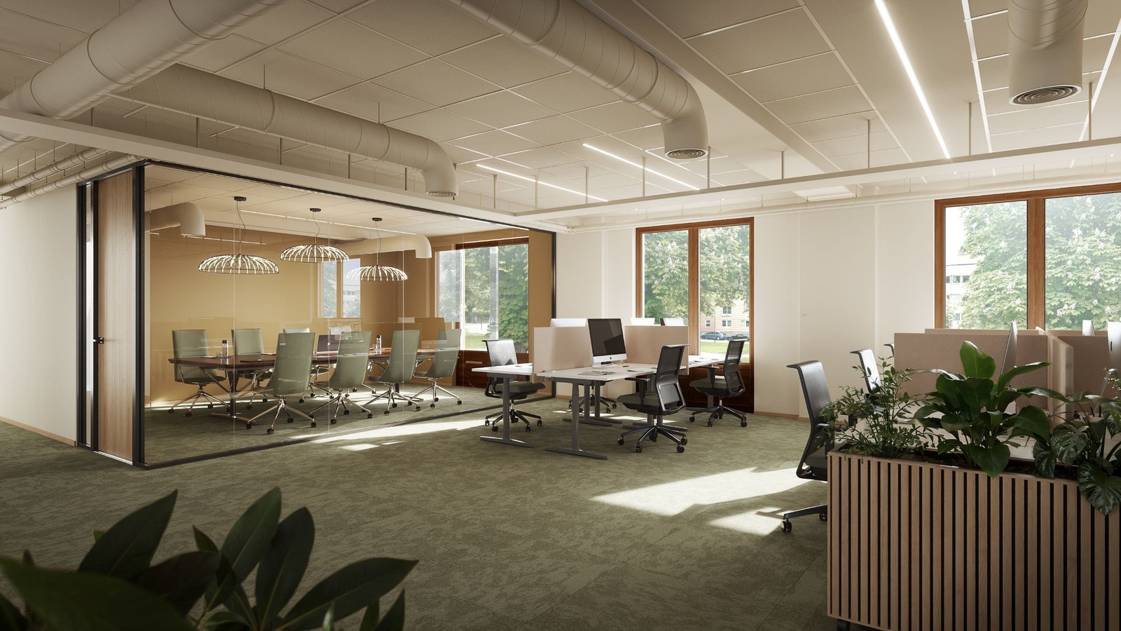 1. Etasje - arbeidsplasser med møterom Galleribilde