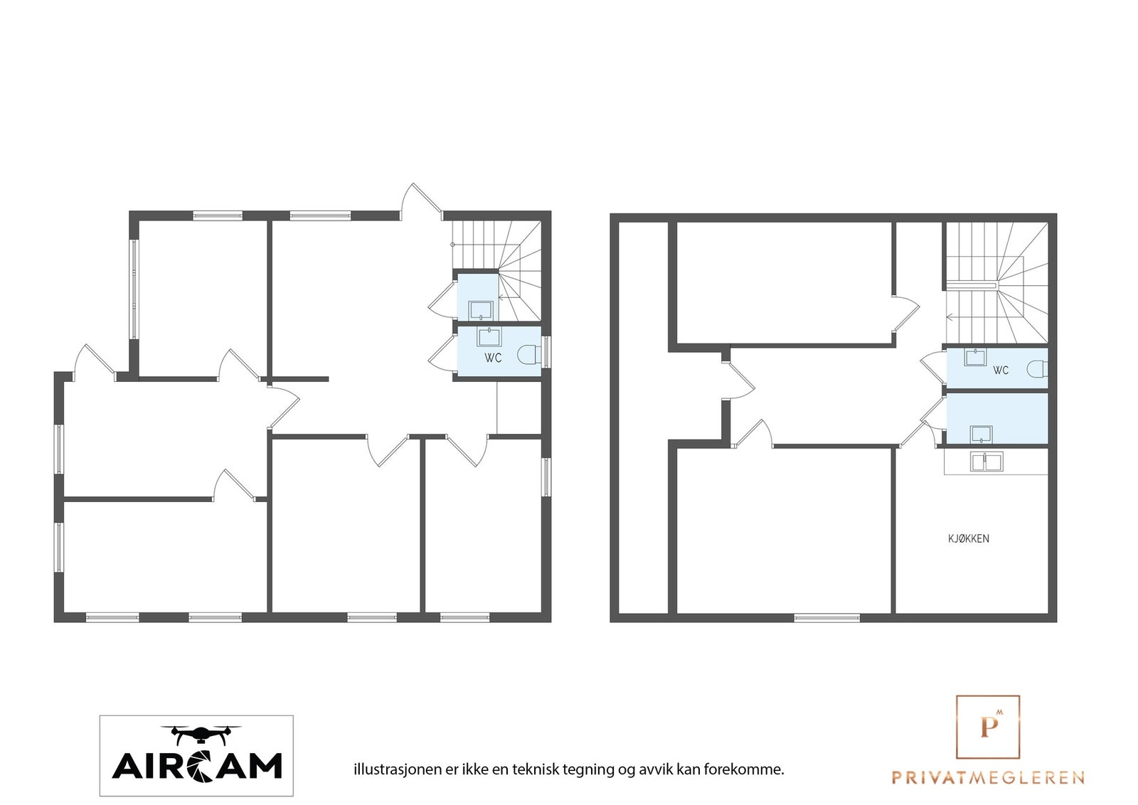 Plantegning begge etasjer Galleribilde