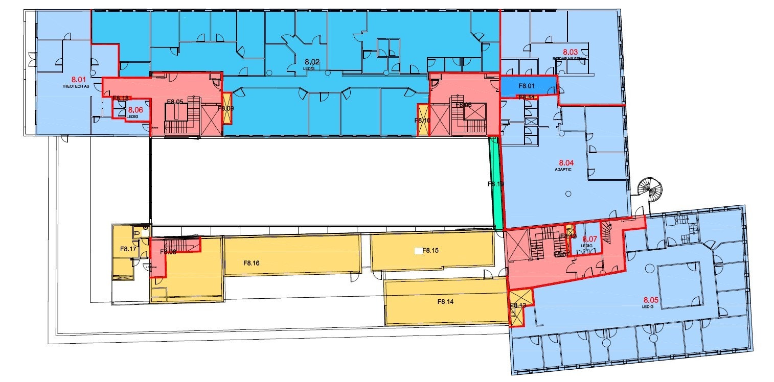 Ledig areal 8. etg. BTA ca. 603 m²