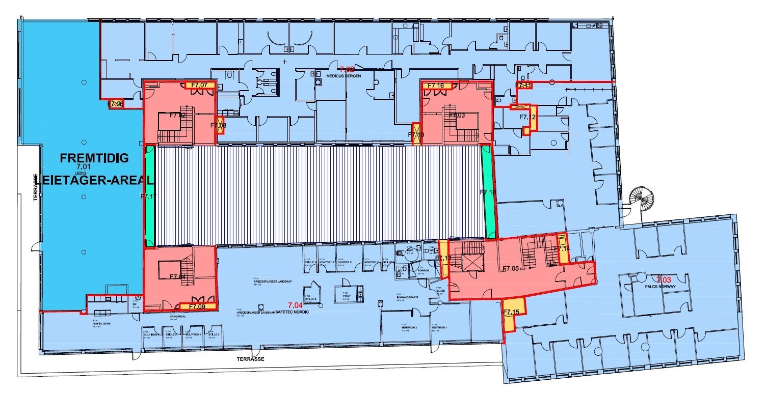 Ledig areal 7. etg. BTA ca. 458 m²