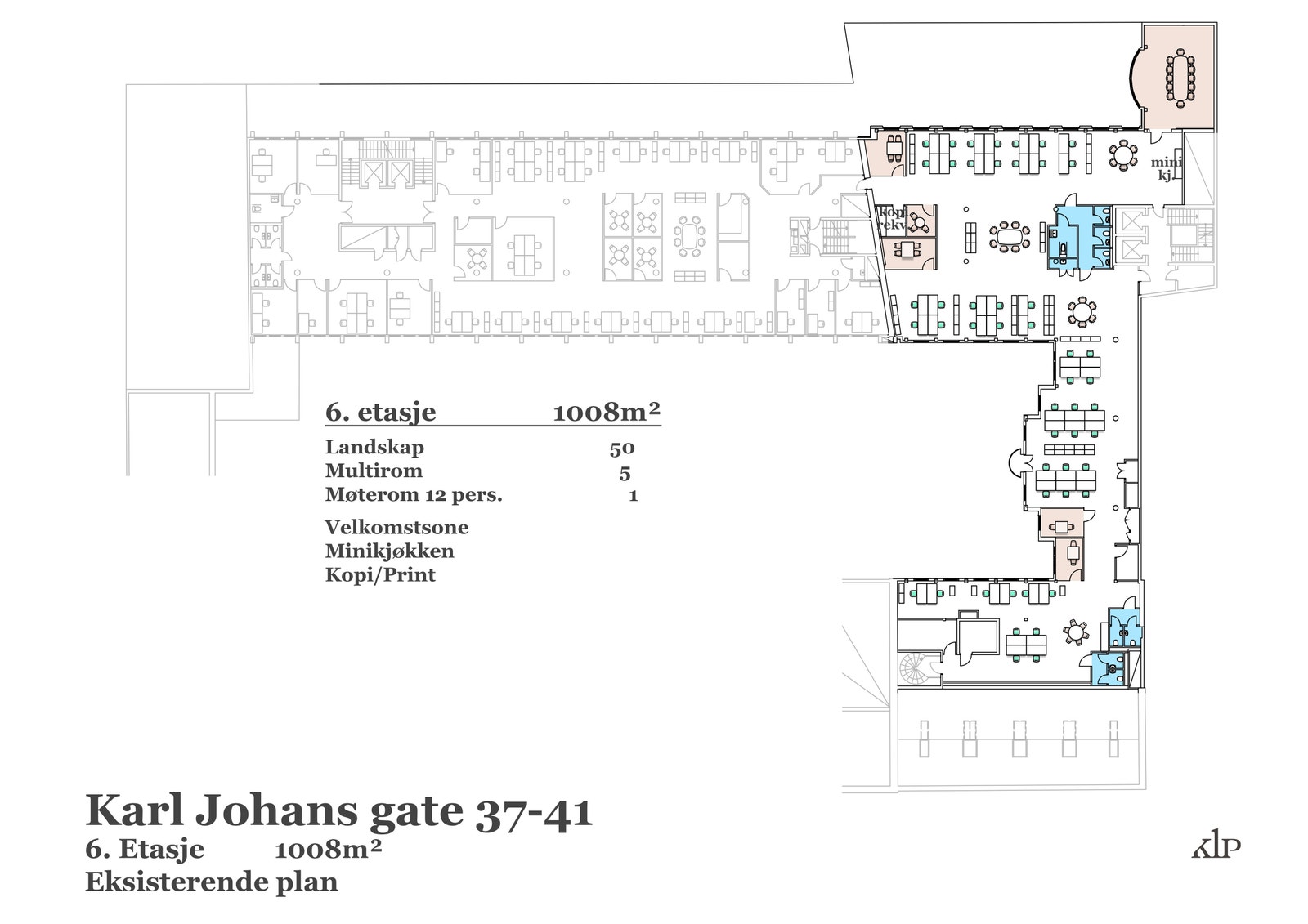 Planskisse 6. etg 1008 m² Galleribilde