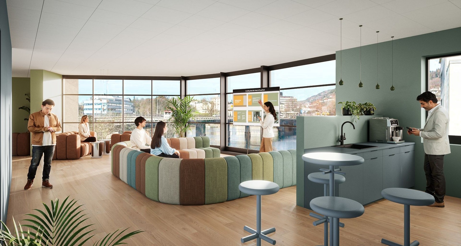 Illustrasjon av sosial sone fra en kontoretasje Galleribilde