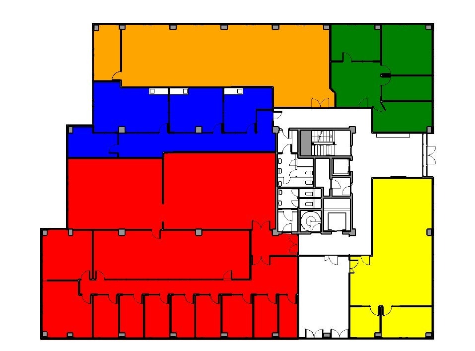 135 kvm kontor / lab / showroom i 1. etasje (blått areal). Galleribilde