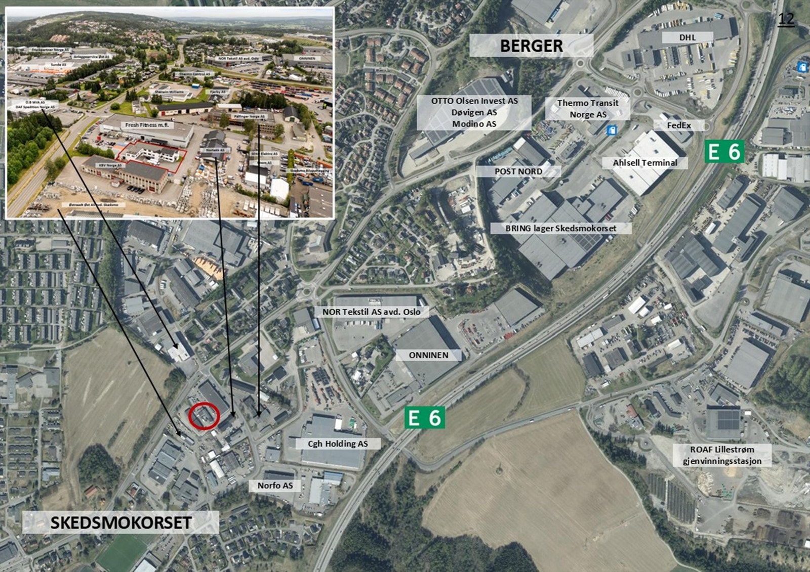 Eiendommen ligger ideelt plassert mellom Oslo og Gardermoen, med kort avstand til E6 via motorveikrysset på Skedsmokorset eller avkjøring ved Berger. Galleribilde